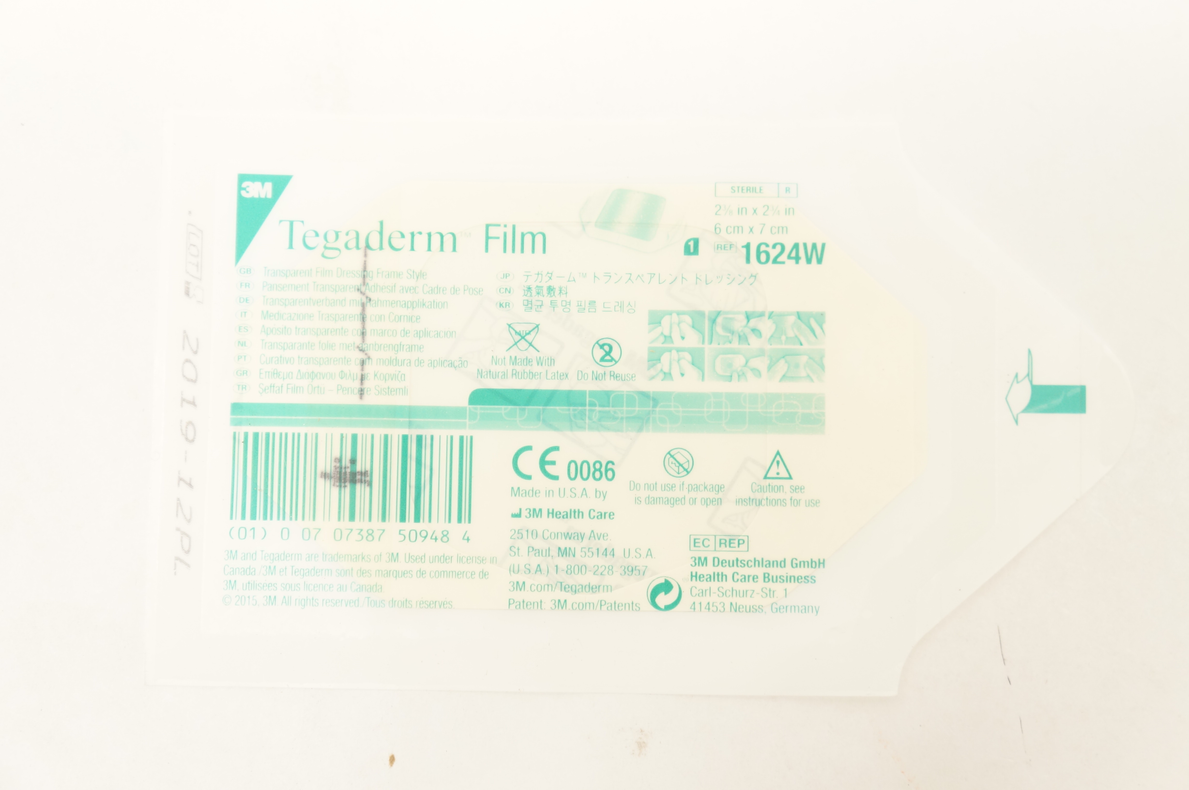 3M 1624W Tegaderm Transparent Film Dressing Frame 2-3/8x2-3/4inch (x)