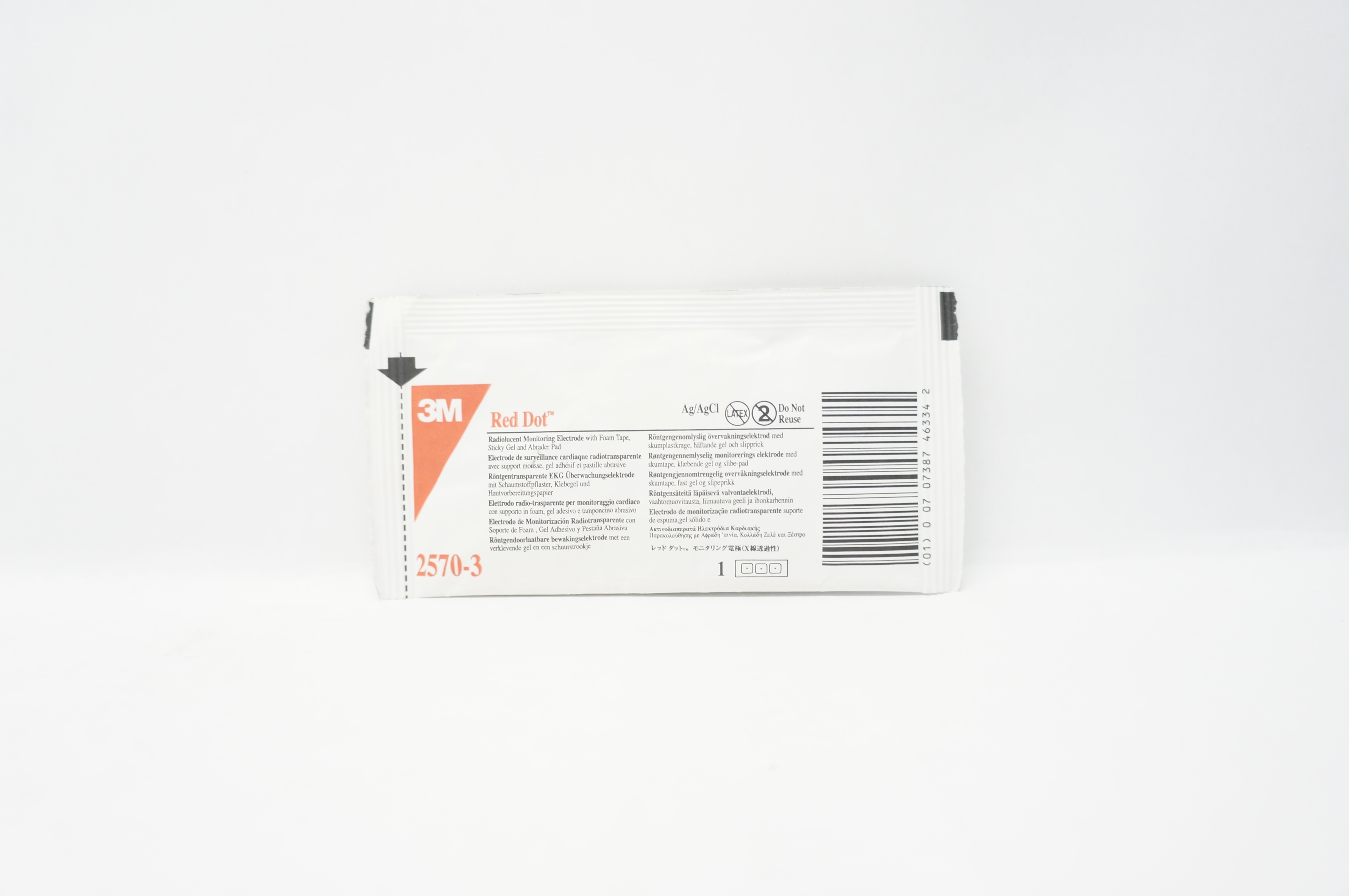 3M 2570-3 Red Dot Radiolucent Monitoring Electrode with Foam Tape (x) -Pack of 3