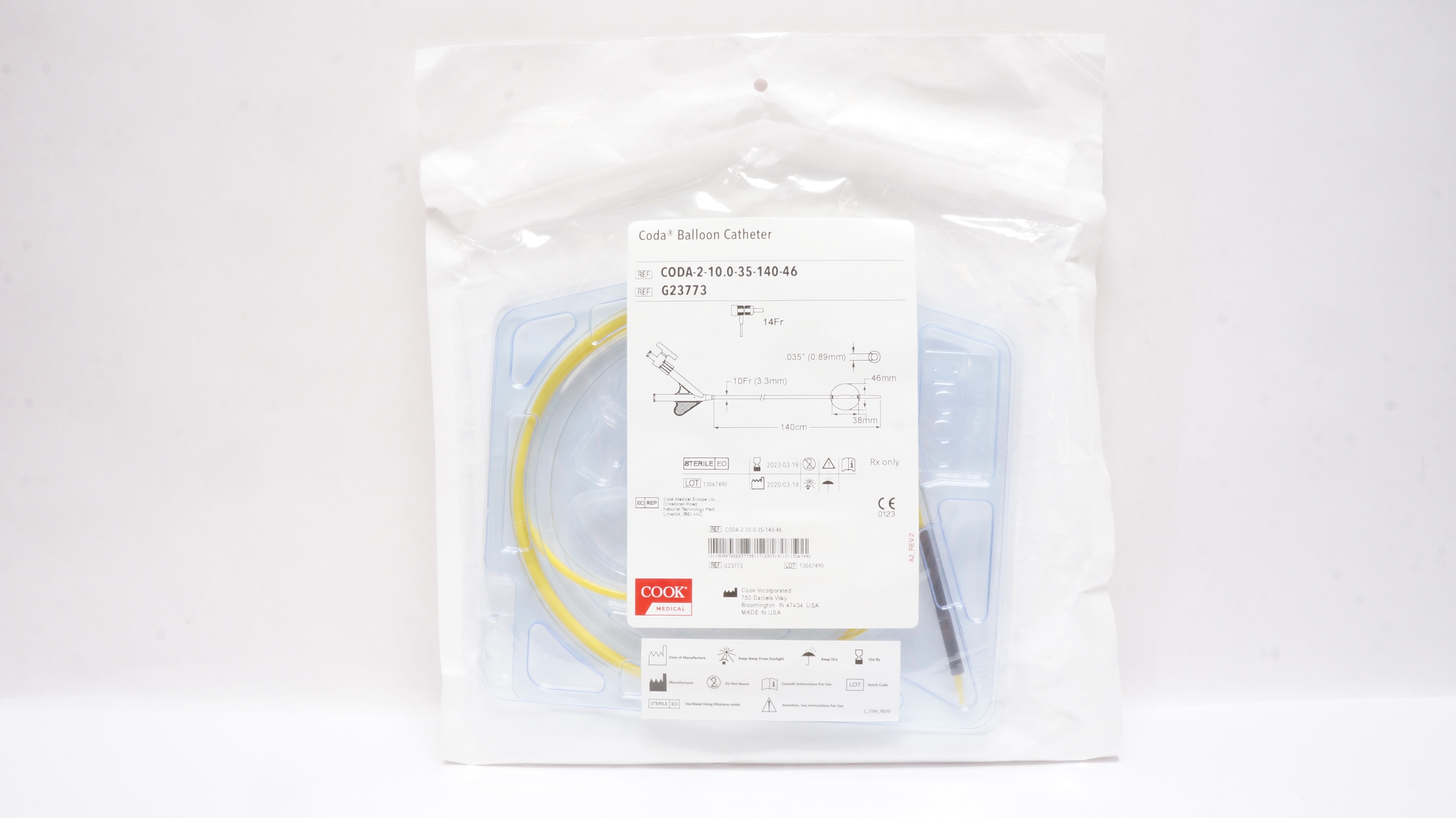 Cook Medical G23773 Coda Balloon Cath. 14Fr x 140cm x 0.035inch (x)