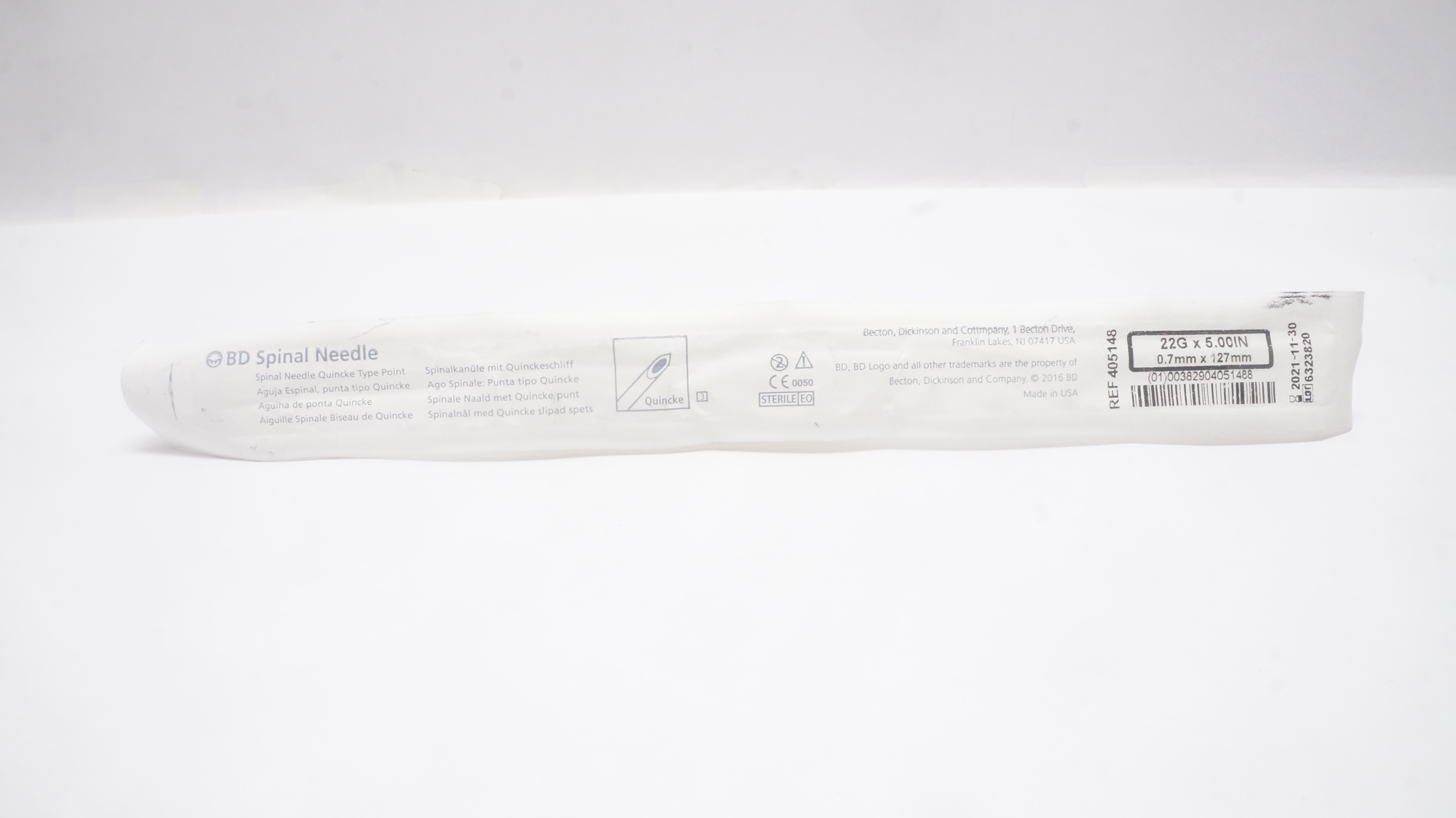 BD 405148 Spinal Ndle, Quincke Type Point 22 GA. x 5.00 inch (x)