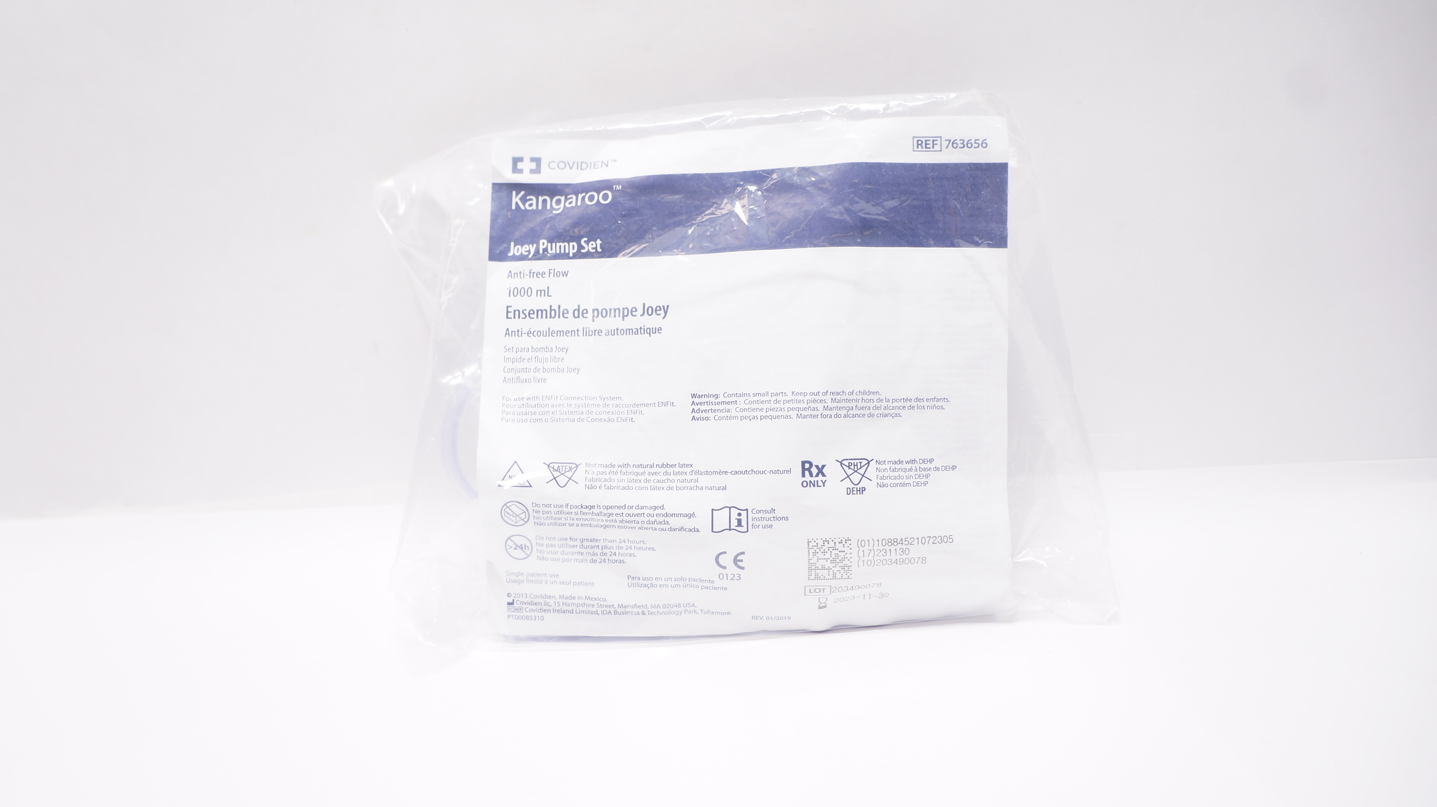 Covidien 763656 Kangaroo Joey Pump Set Anti-Free Flow 1000mL (x)