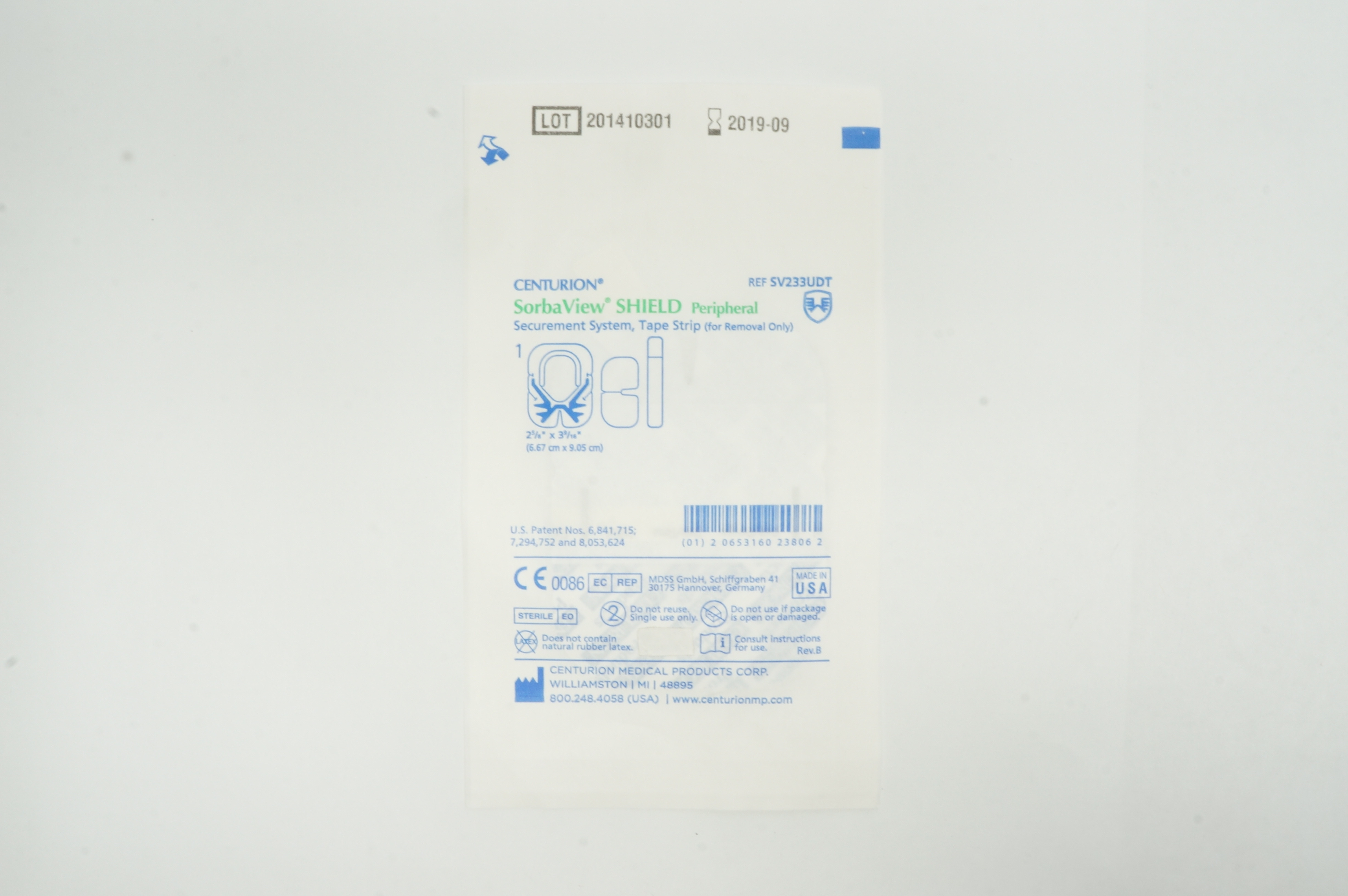 Centurion SV233UDT Shield Peripheral Securement System 2-5/8in x 3-9/16in (x)