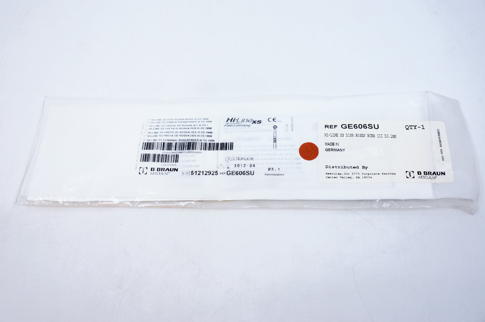 B. Braun GE606SU Hi-line XS Disp. Rosen Burr III D. 3.1mm (x)