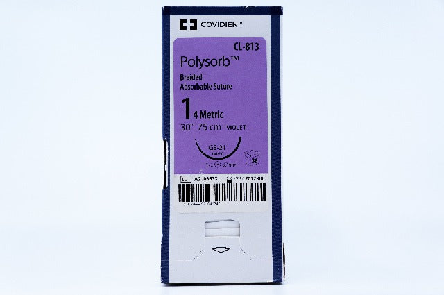 Covidien CL-813 1 Polysorb, GS-21, 37mm 1/2c, 30inch ~ Pack of 36 (x)