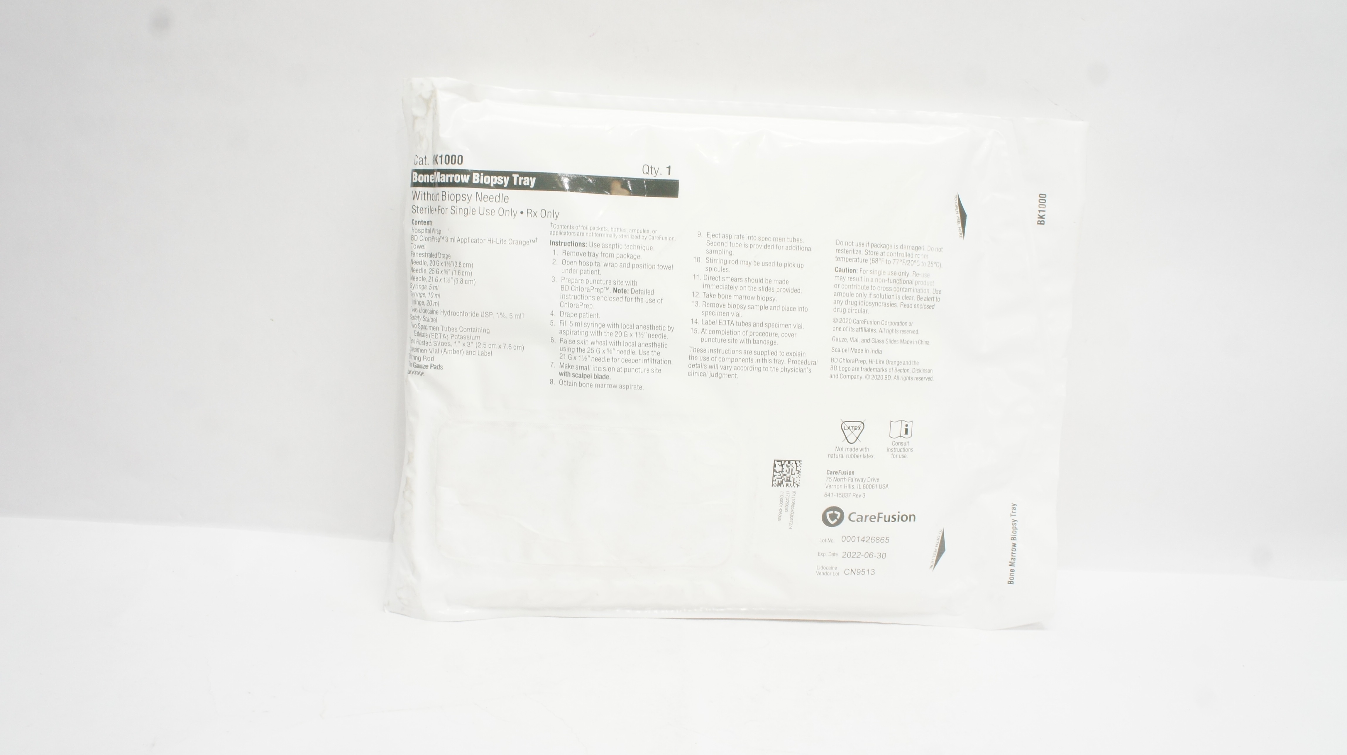 CareFusion BK1000 Bone Marrow Biopsy Tray (x)