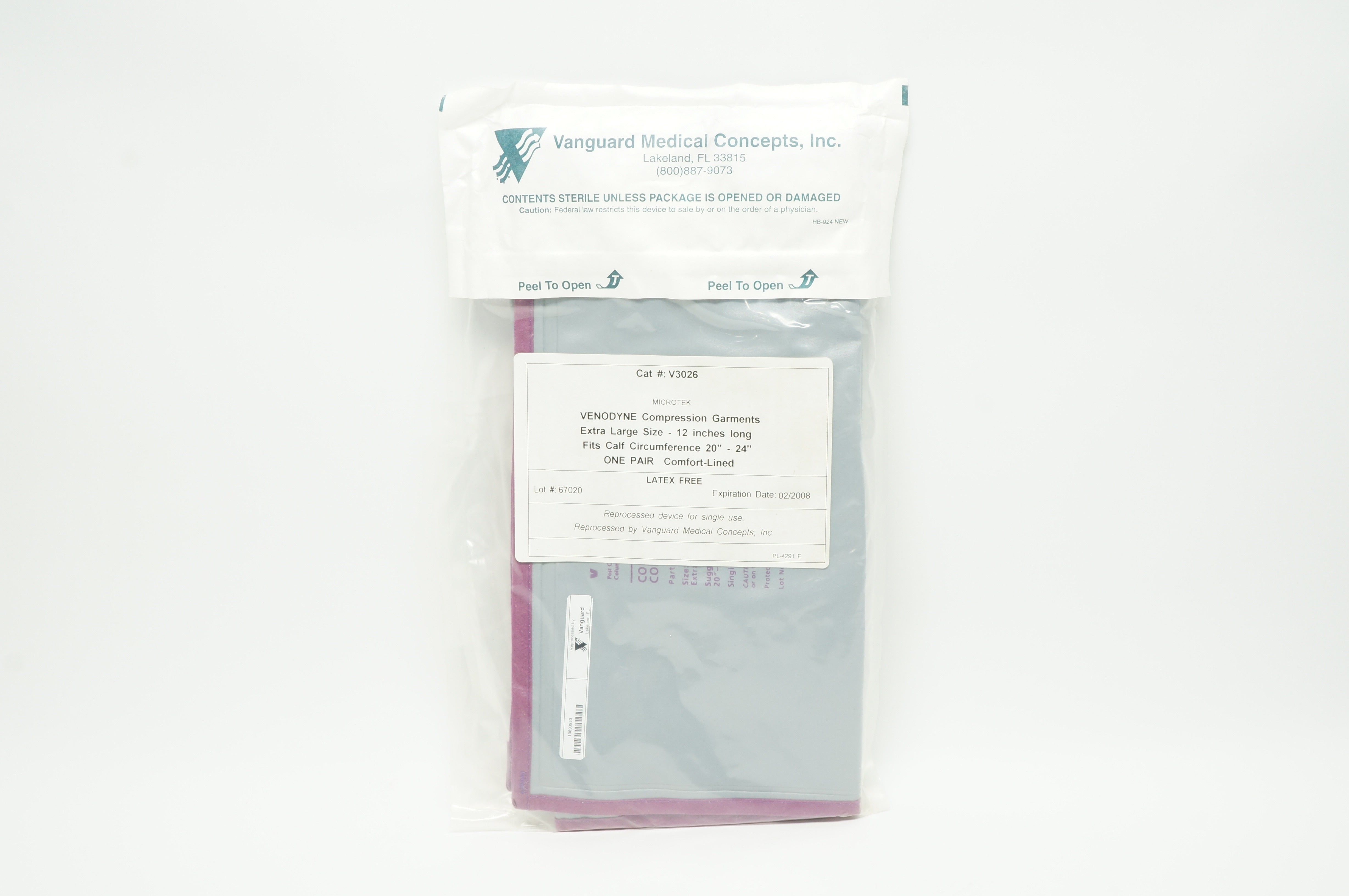 Vanguard Medical V3026 Venodyne Compression Garments Extra Large Size 12in. long