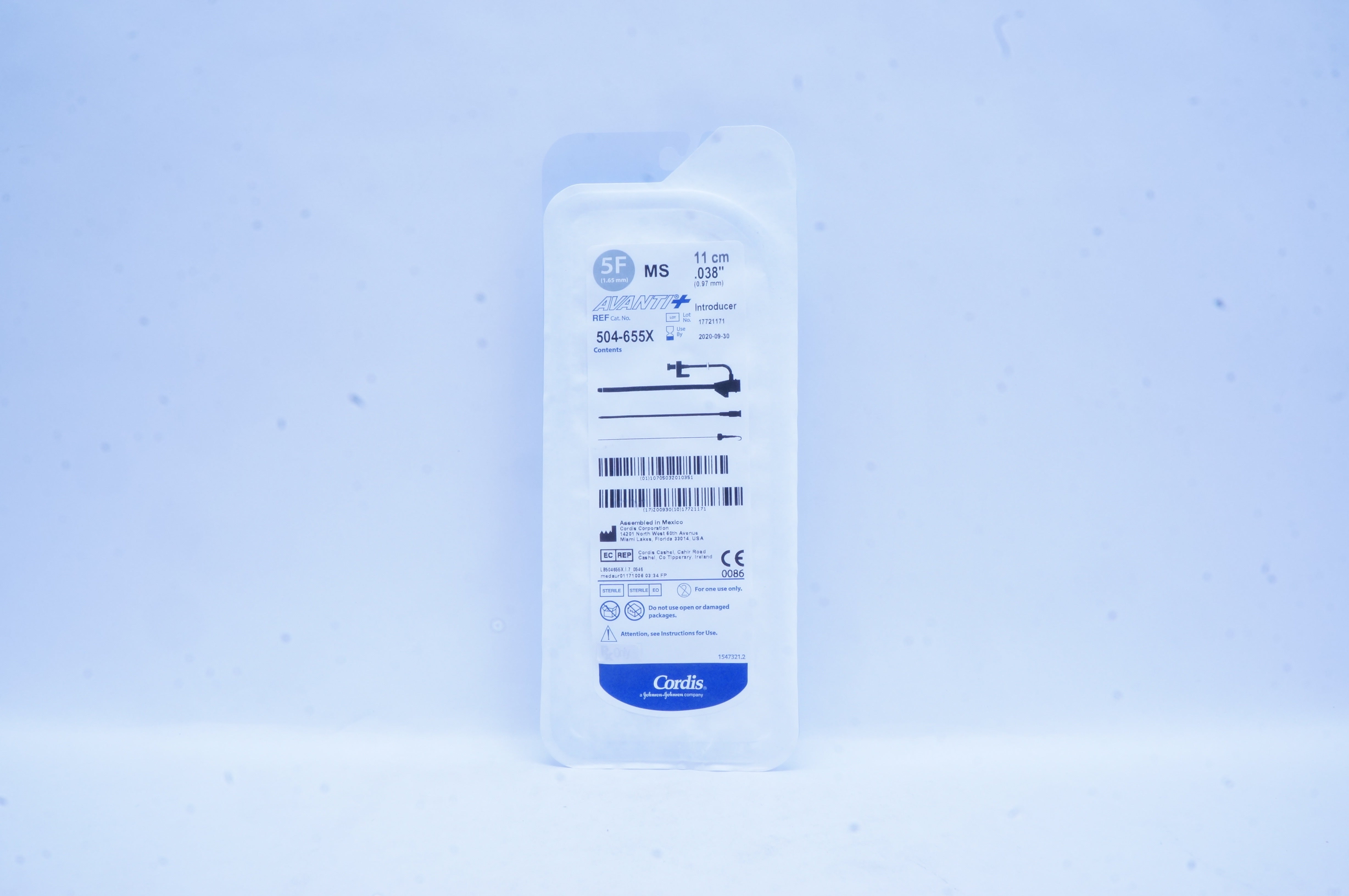 Cordis 504-655X AVANTI Plus Introducer MS 5F,.038in. x 11cm (x)