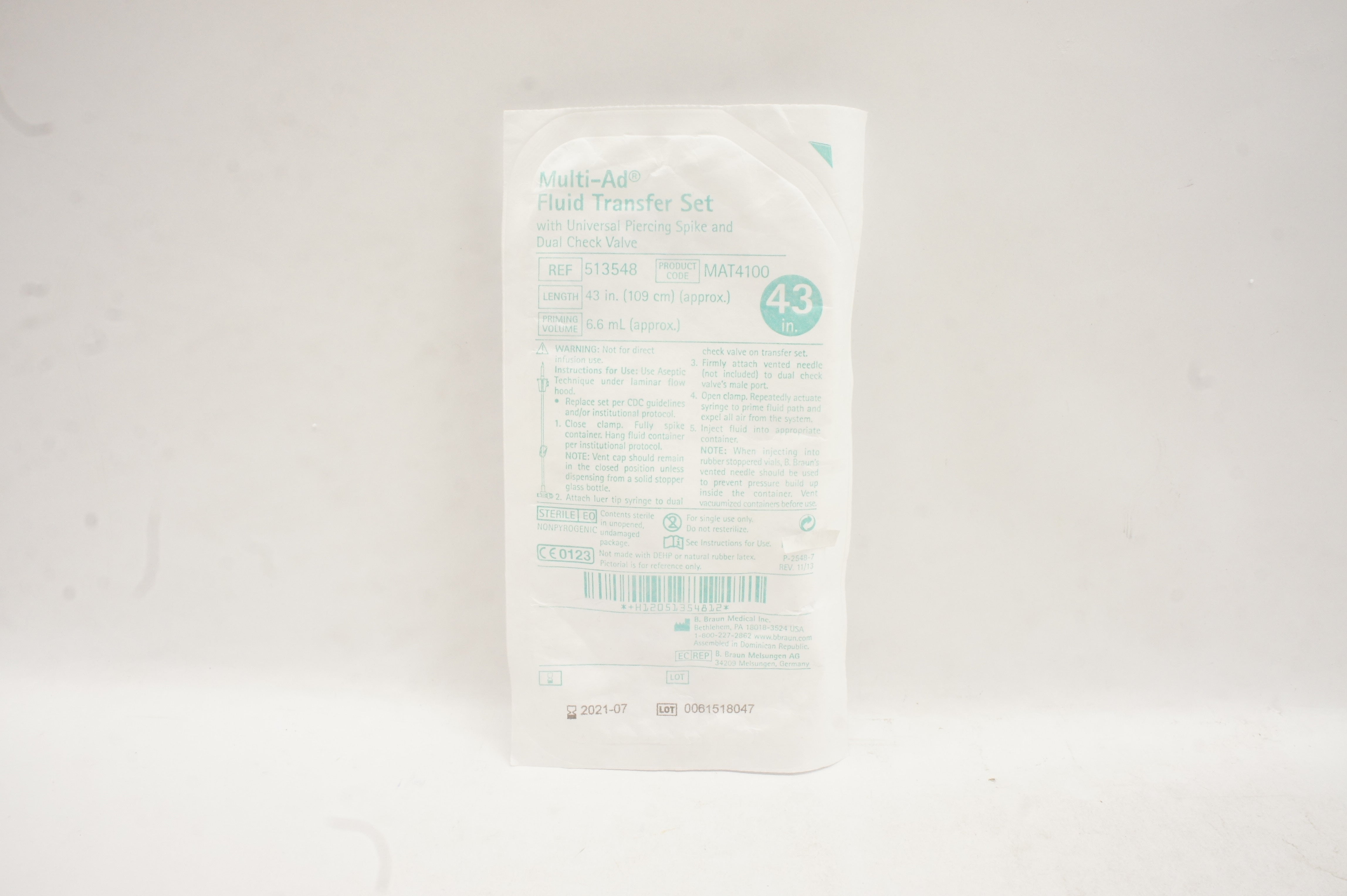 B. Braun 513548 Multi-Ad Fluid Transfer Set 43inch (x)