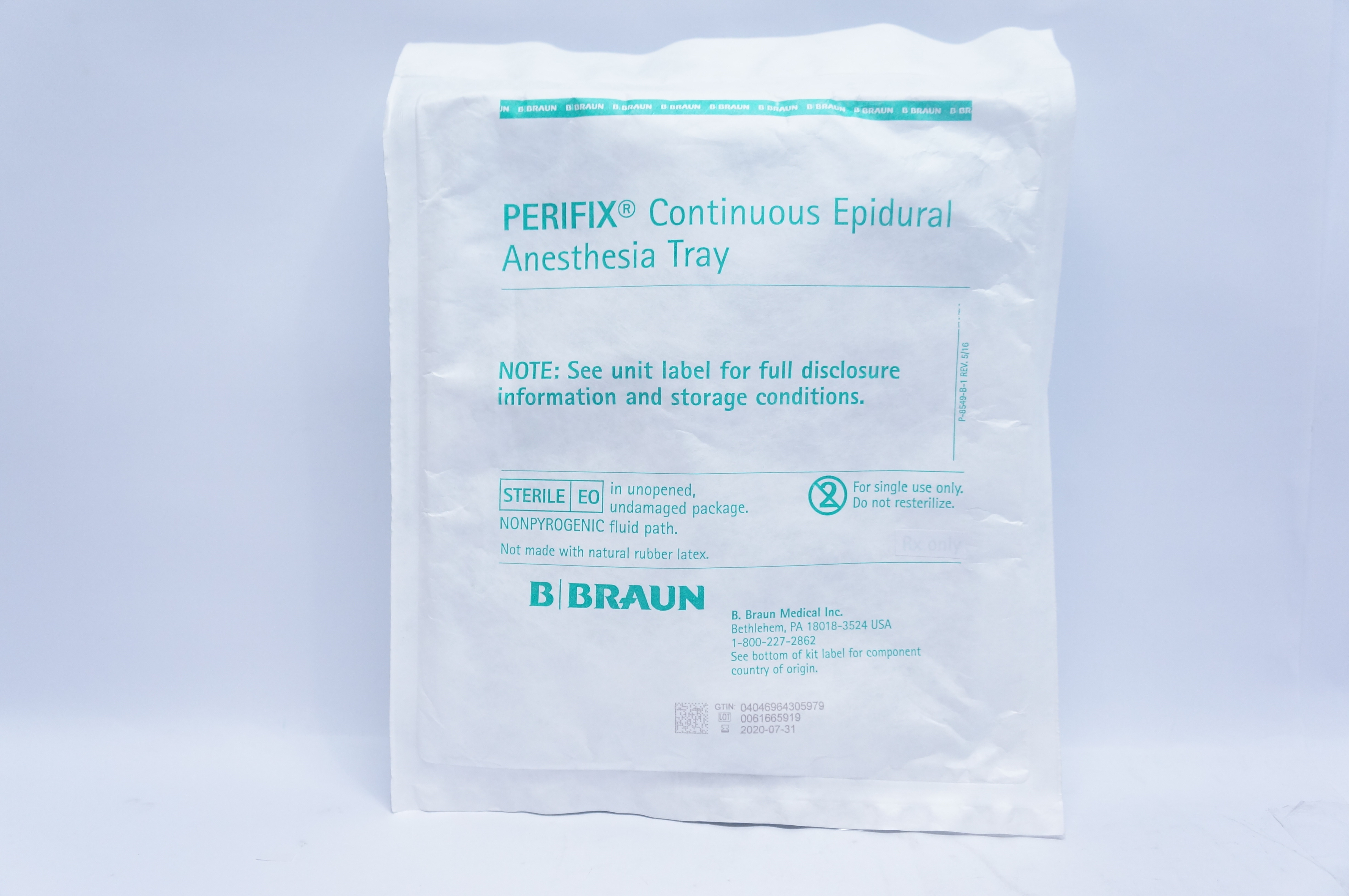 Braun 530142 Perfix Constinuous Epidural Anesthesia Tray (x)