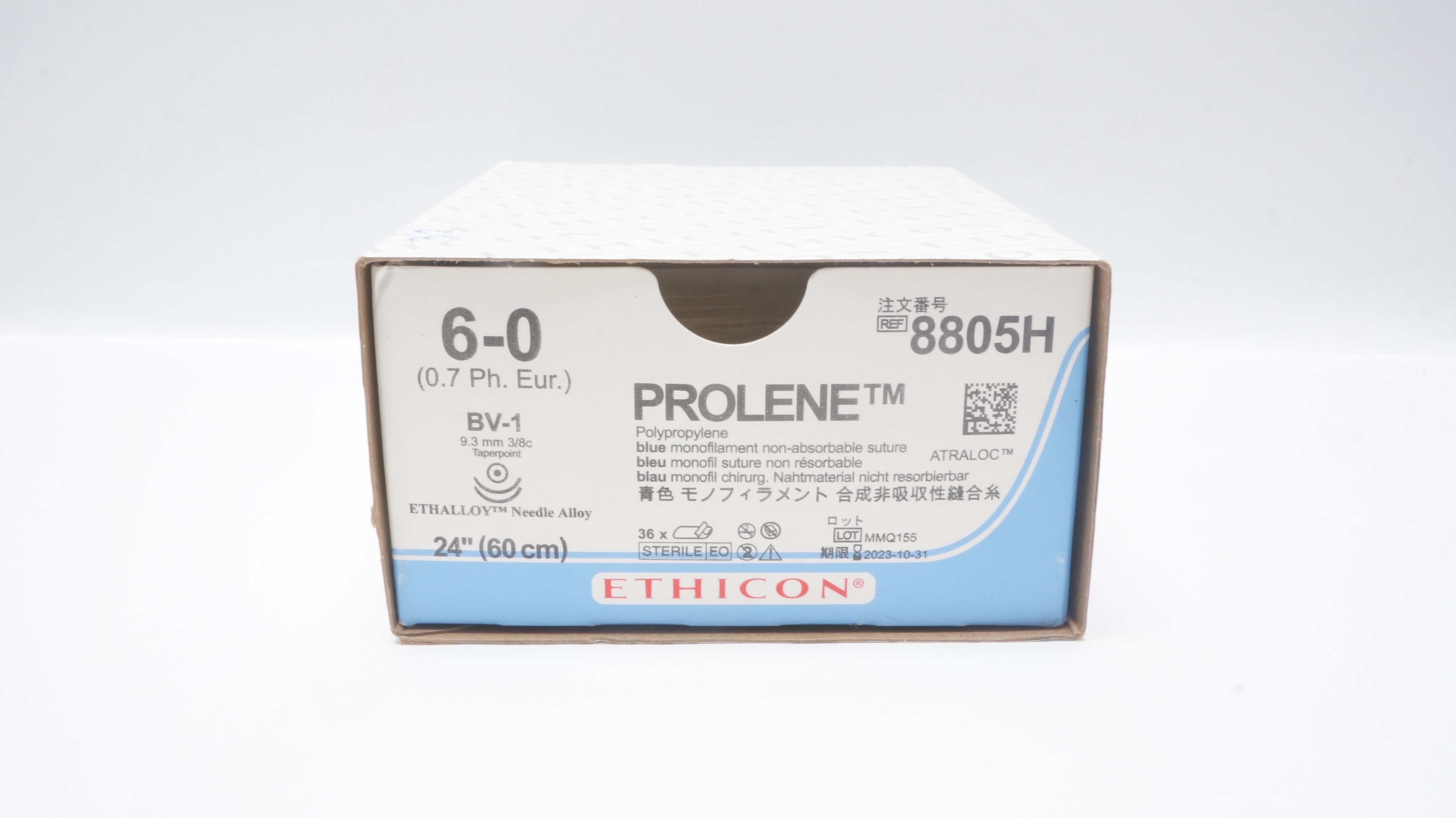 Ethicon 8805H 6-0 Prolene Stre BV-1 9.3mm 3/8c Taperpoint 24inch (x) - Box of 32