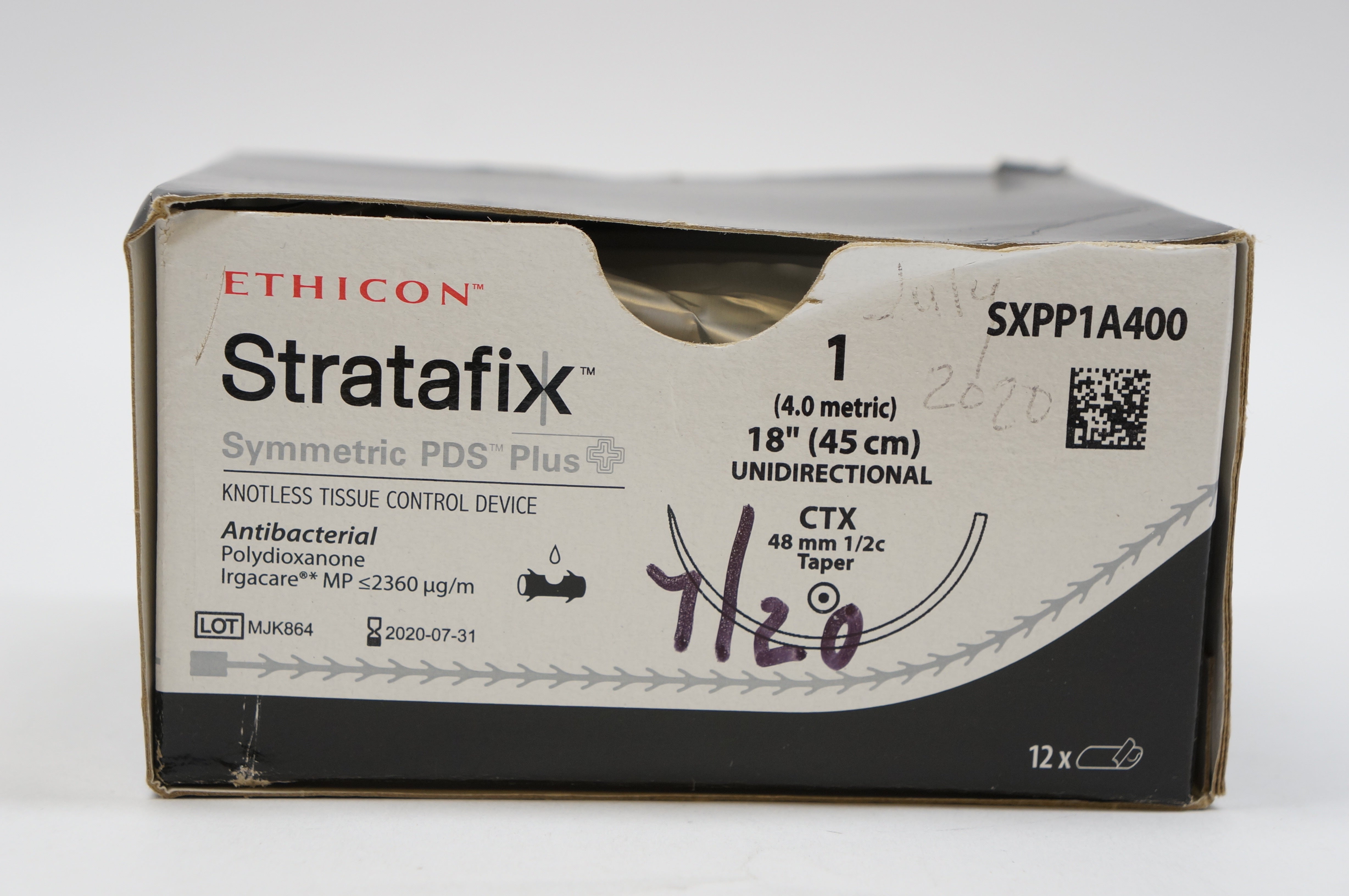 Ethicon SXPP1A400 1 Stratafix, CTX 48mm 1/2c Taper, 18inch (x) - Box of 12