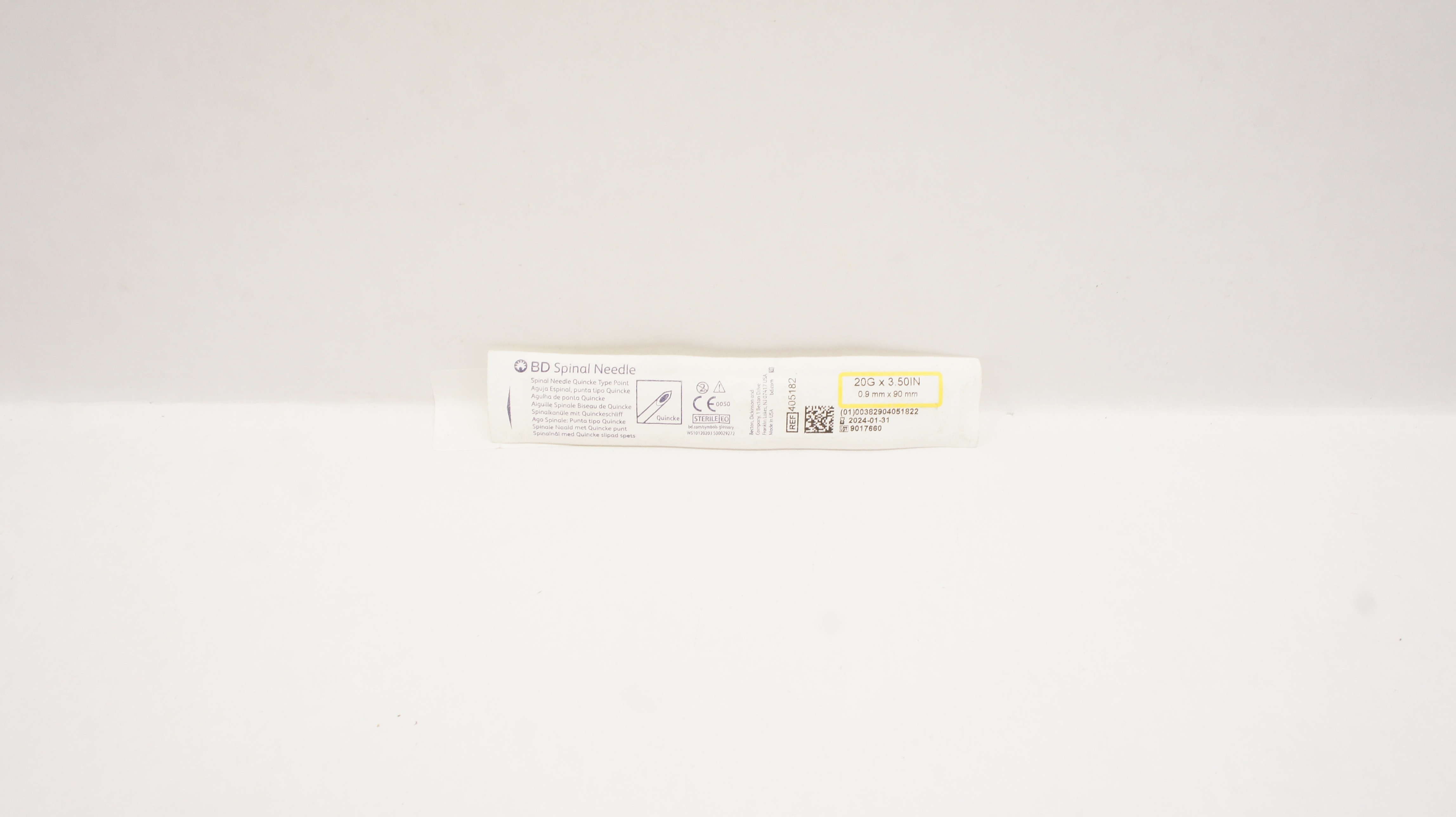 BD 405182 Spinal Ndle Quincke Type Point 20G x 3.50inch