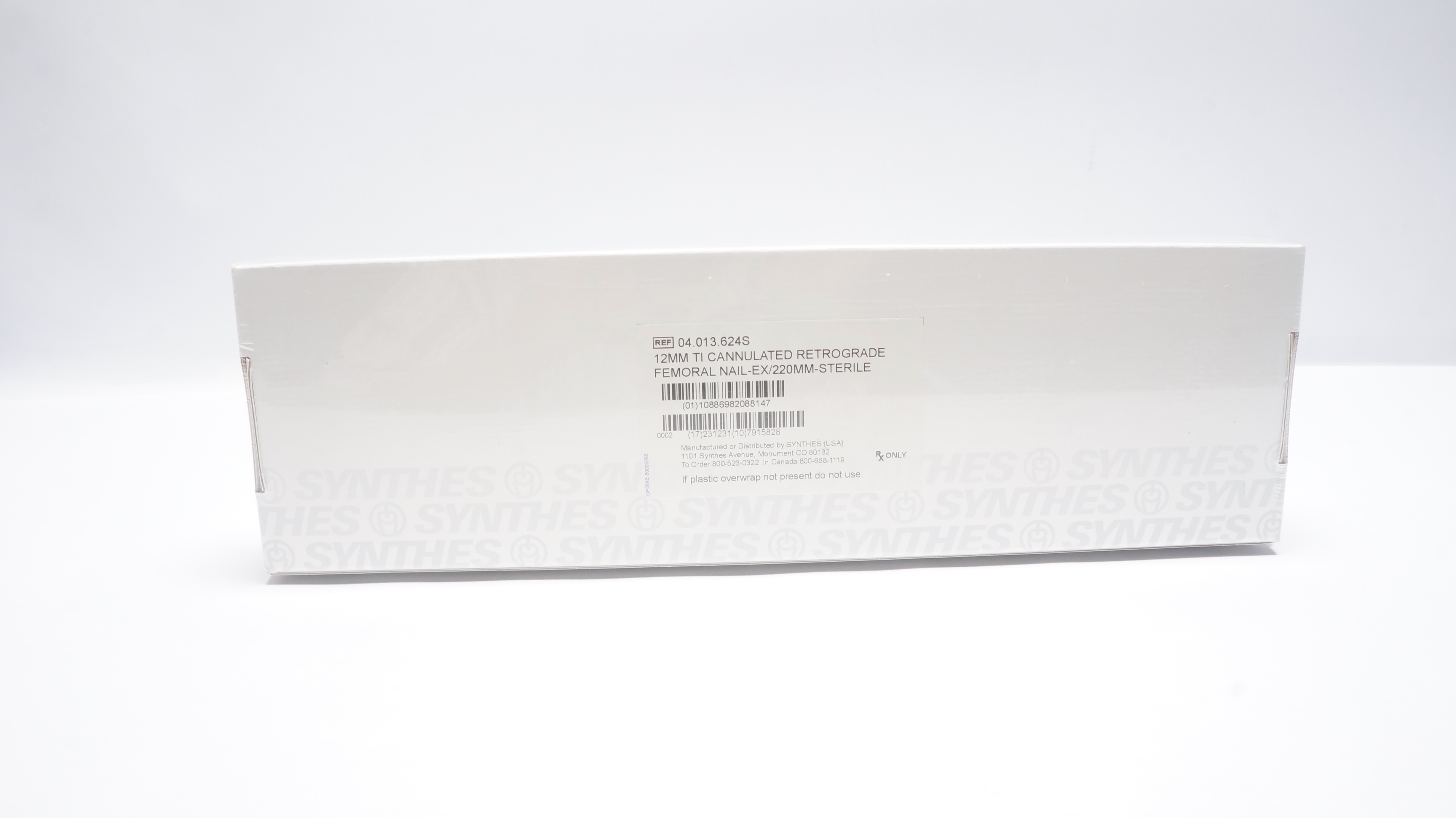 Synthes 04.013.624S 12mm TI Cannulated Retrograde Femoral Nail-Ex/220mm (x)