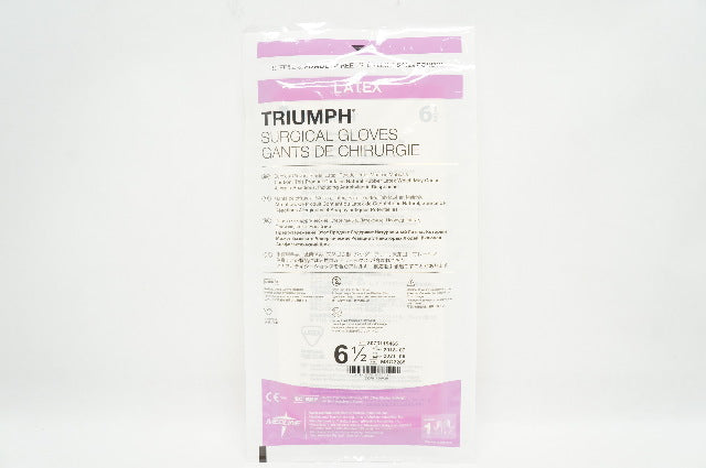 Medline MSG2265 Triumph Surgical Gloves, Latex, Powder-Free, Size 6-1/2 (x)