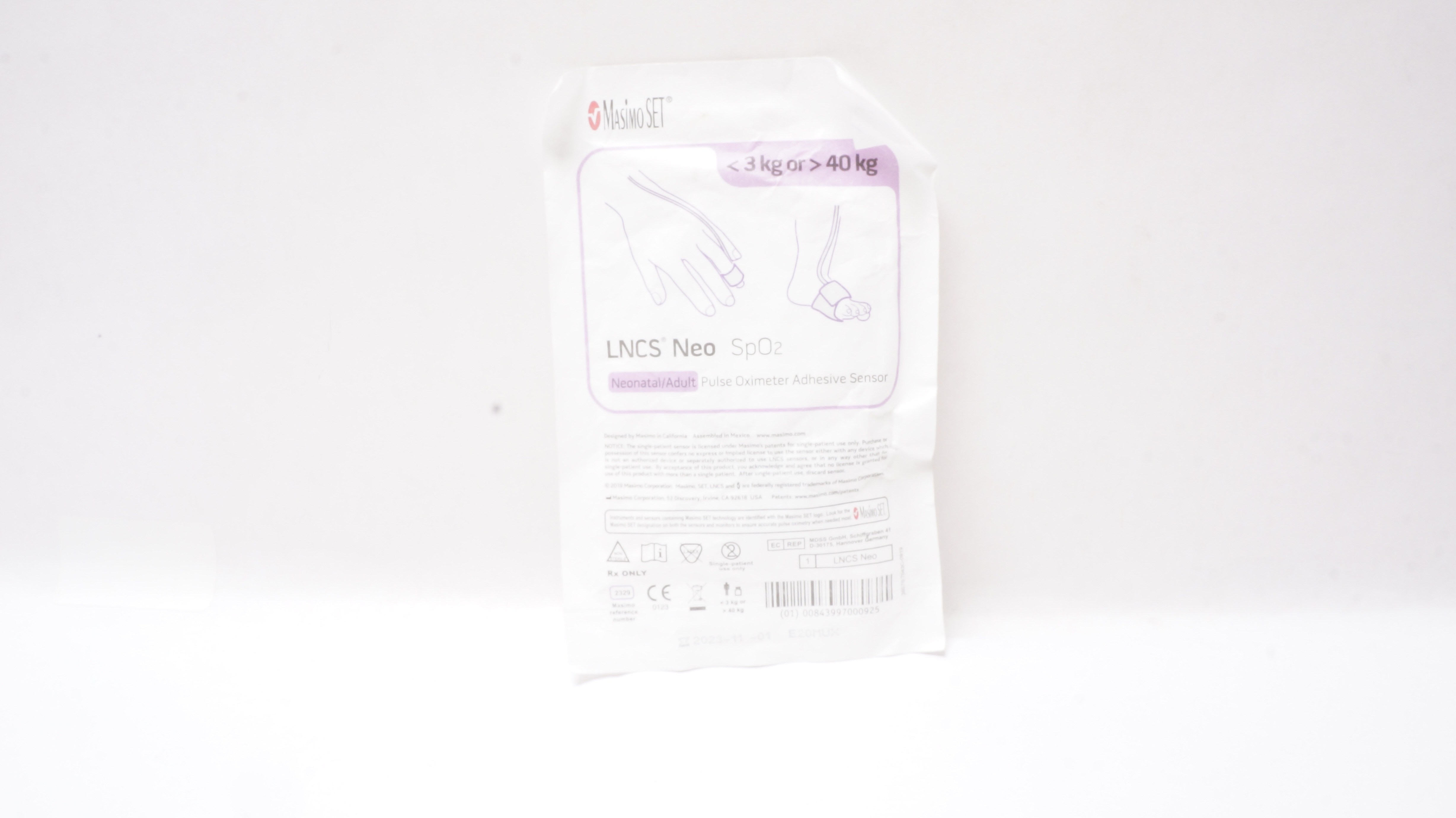 MasimoSet 2329 Neonatal/Adult Pulse Oximeter Adhesive Sensor < 3kg or > 40kg