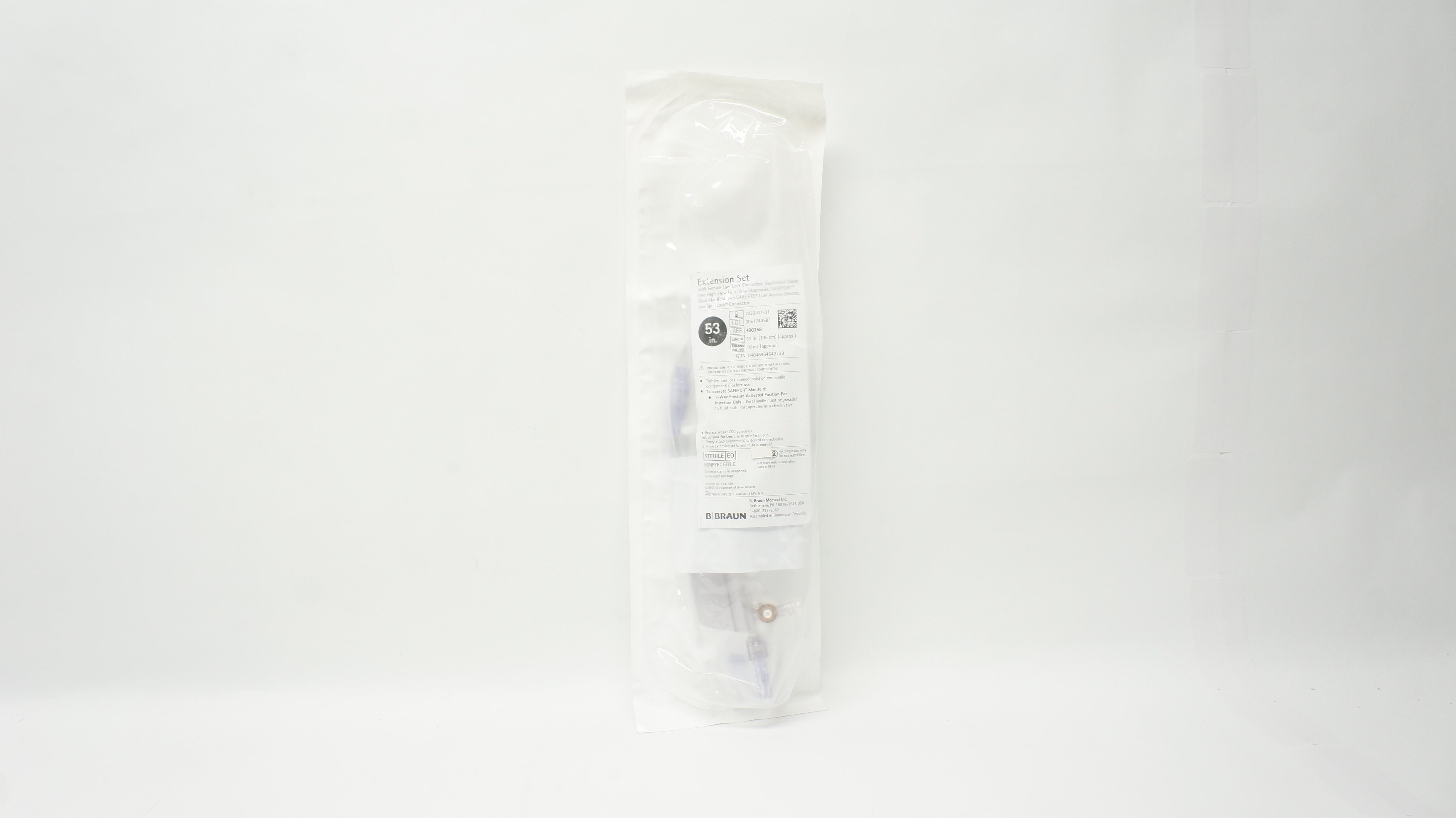 Braun 490358 Extension Set with Female Luer Lock Connector 53 inch x 10mL