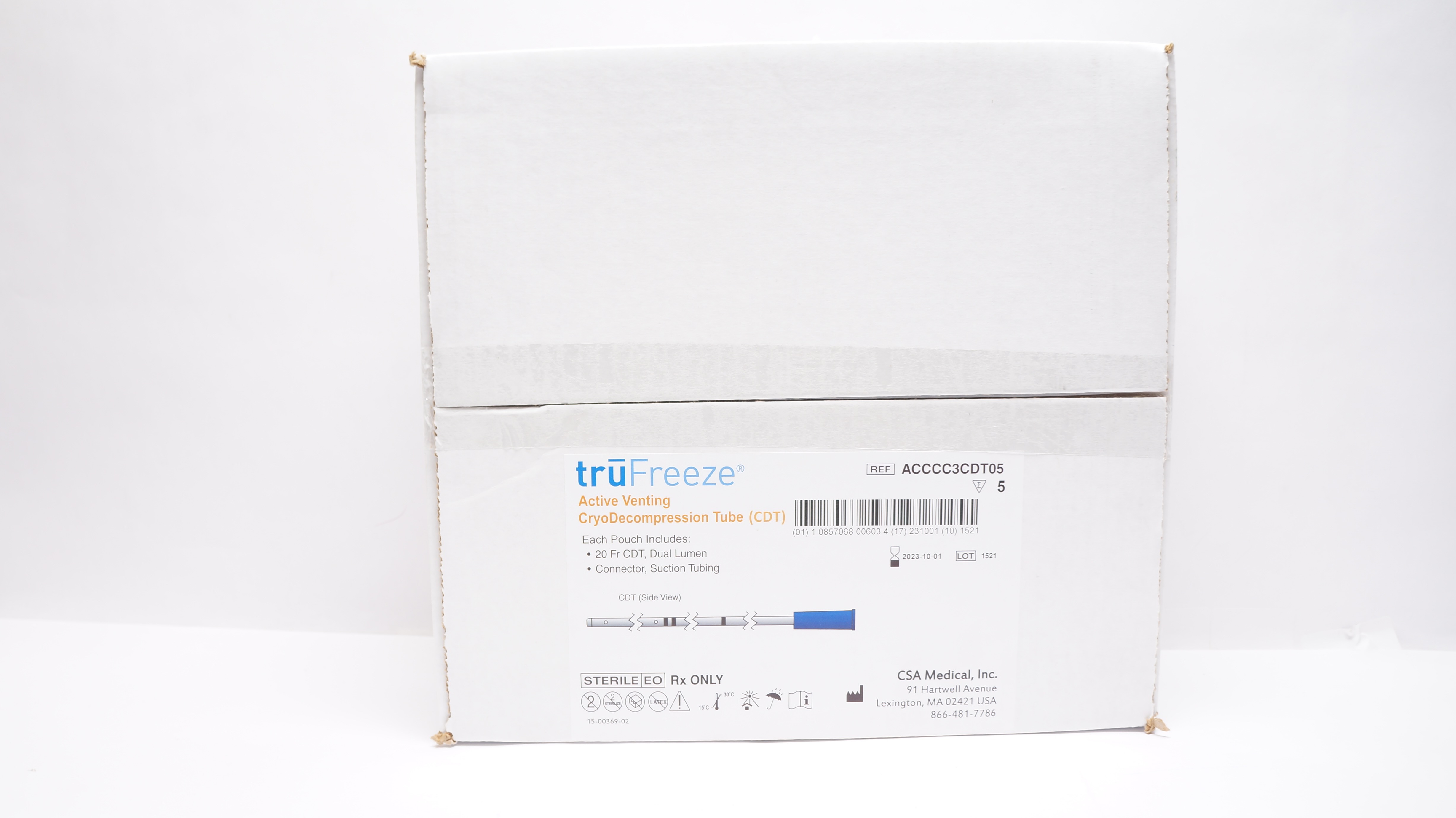 CSA Medical ACCCC3CDT05 truFreeze Active Venting CDT 20Fr (x) - Box of 5