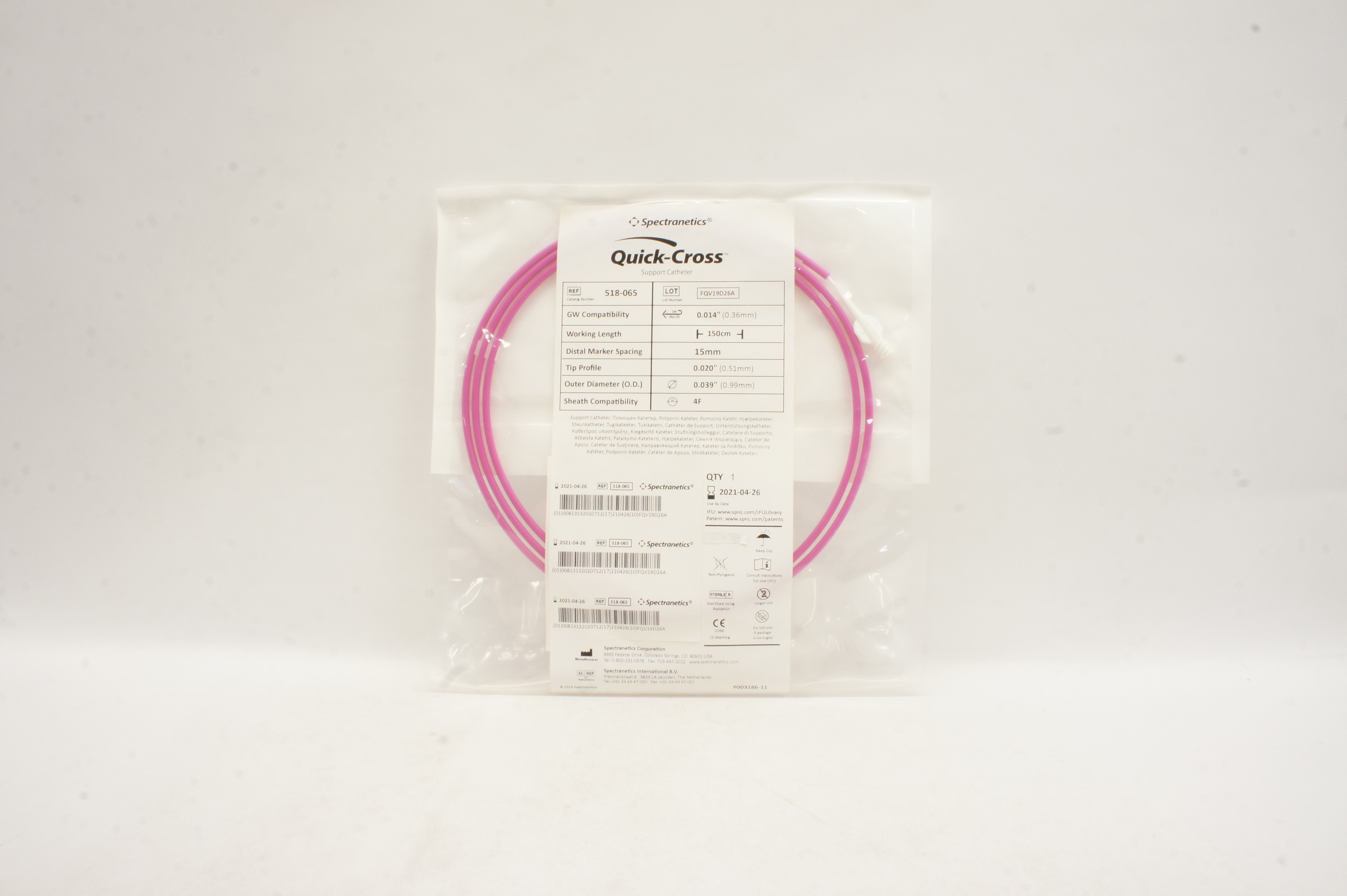 Spectranetics 518-065 Quick-Cross Support Cath. 4F x 0.014 inch x 150 cm (x)