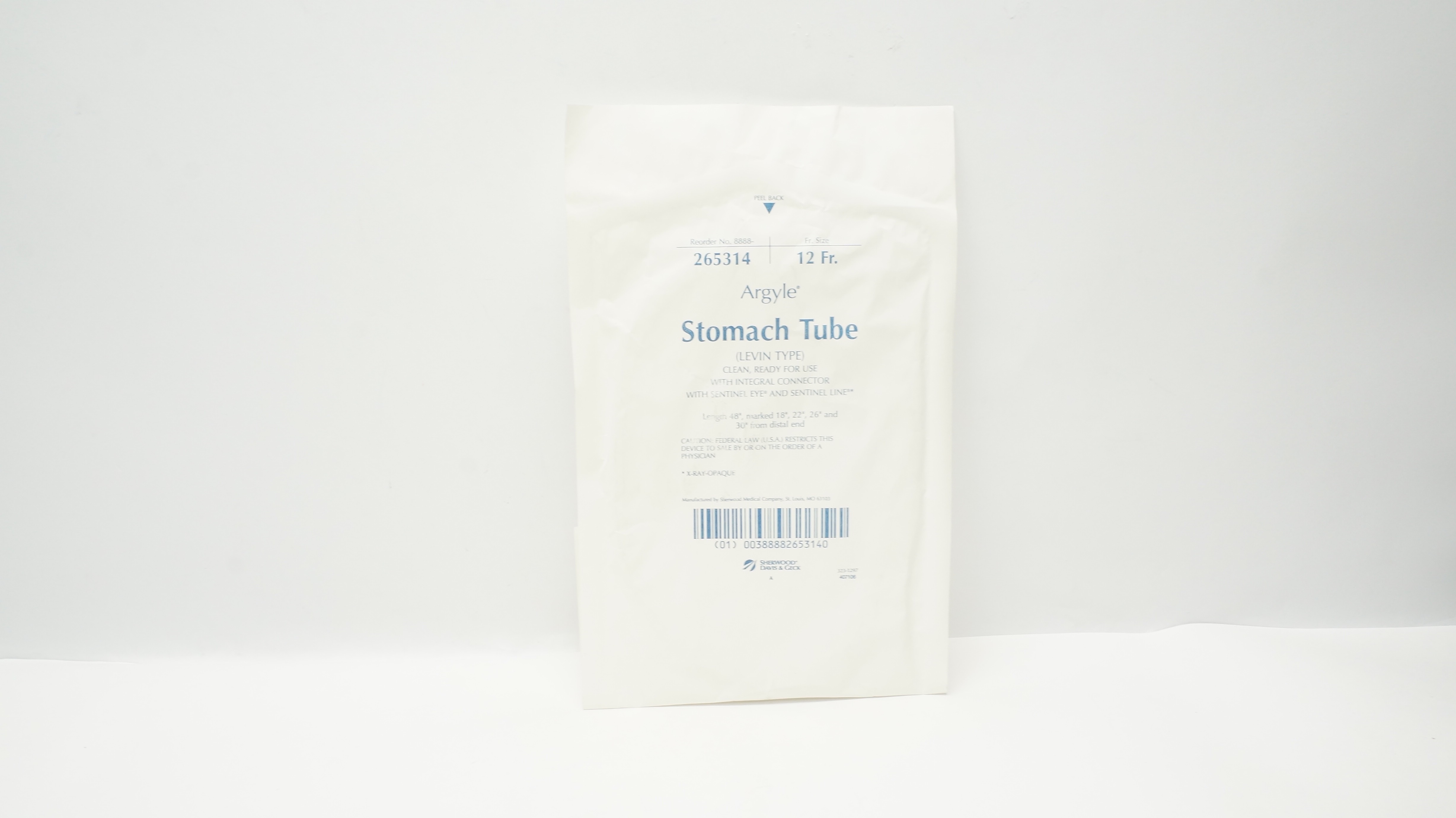 Sherwood Medical 8888265314 Argyle Stomach Tube Levin Type 12Fr/Ch x 48inch