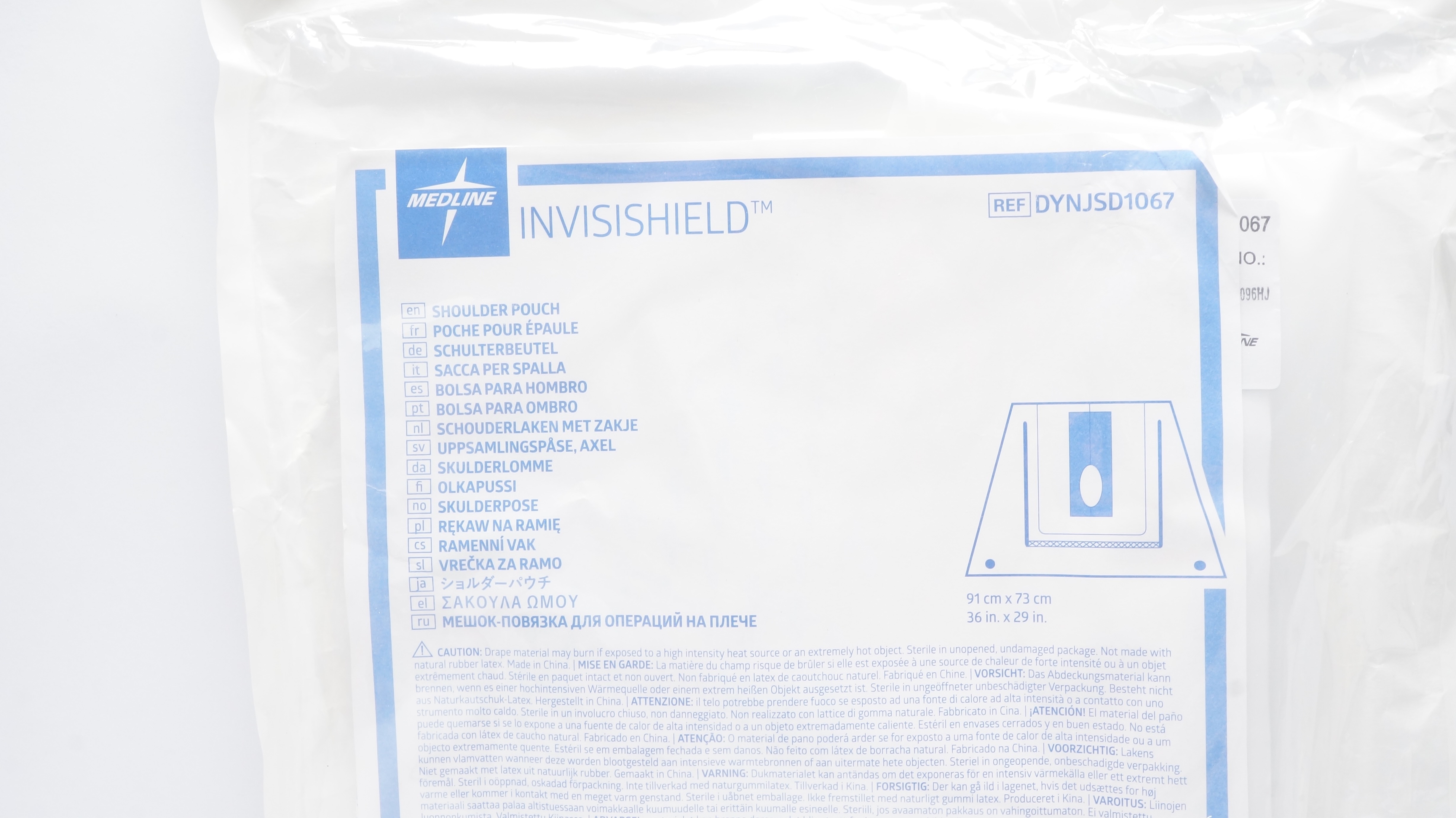 Medline DYNJSD1067 Invisishield Shoulder Pouch, 36 x 29inch (x)