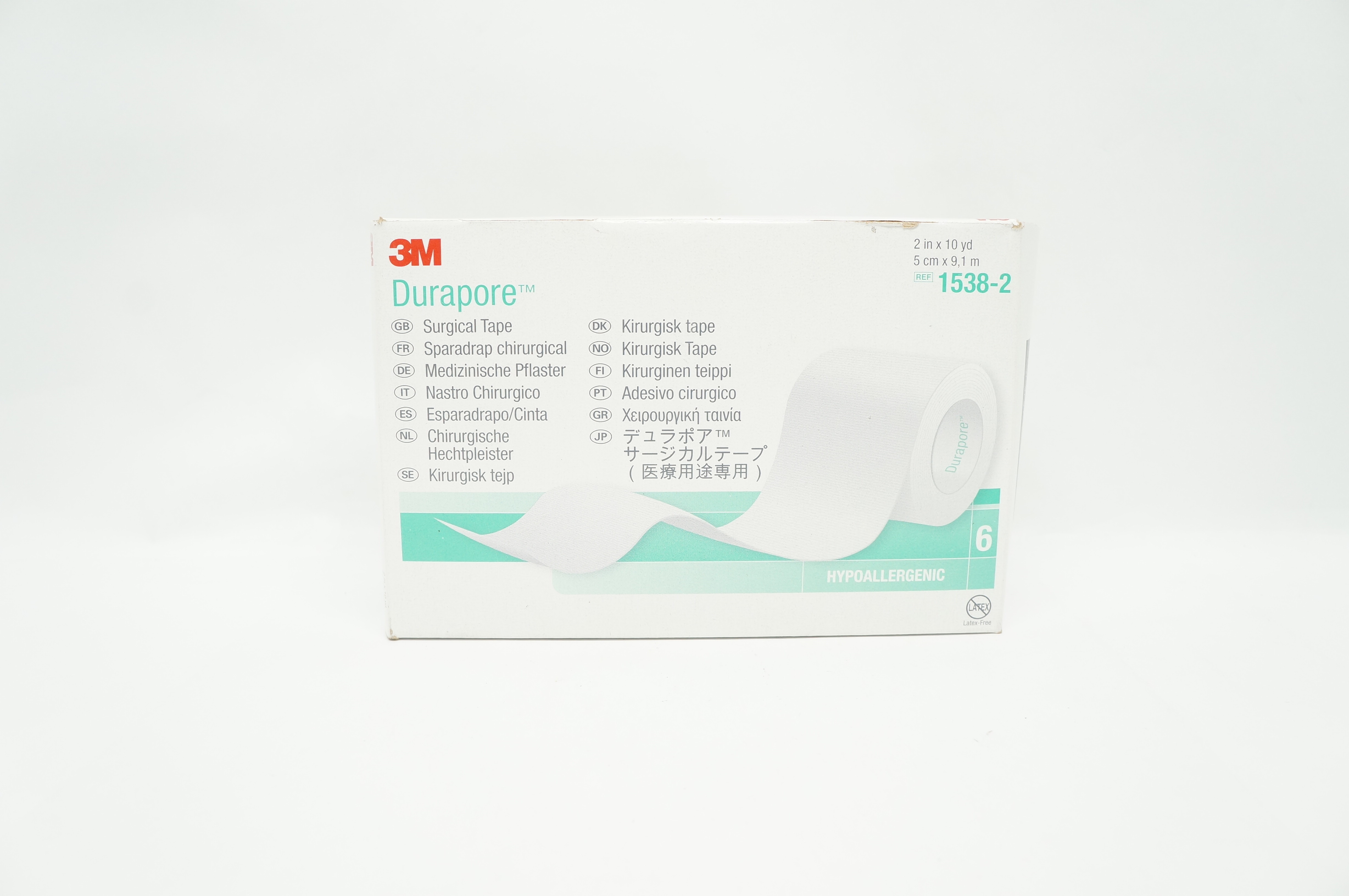 3M 1538-2 Durapore Surgical Tape 2inch x 10yd. - Box of 6 (x)