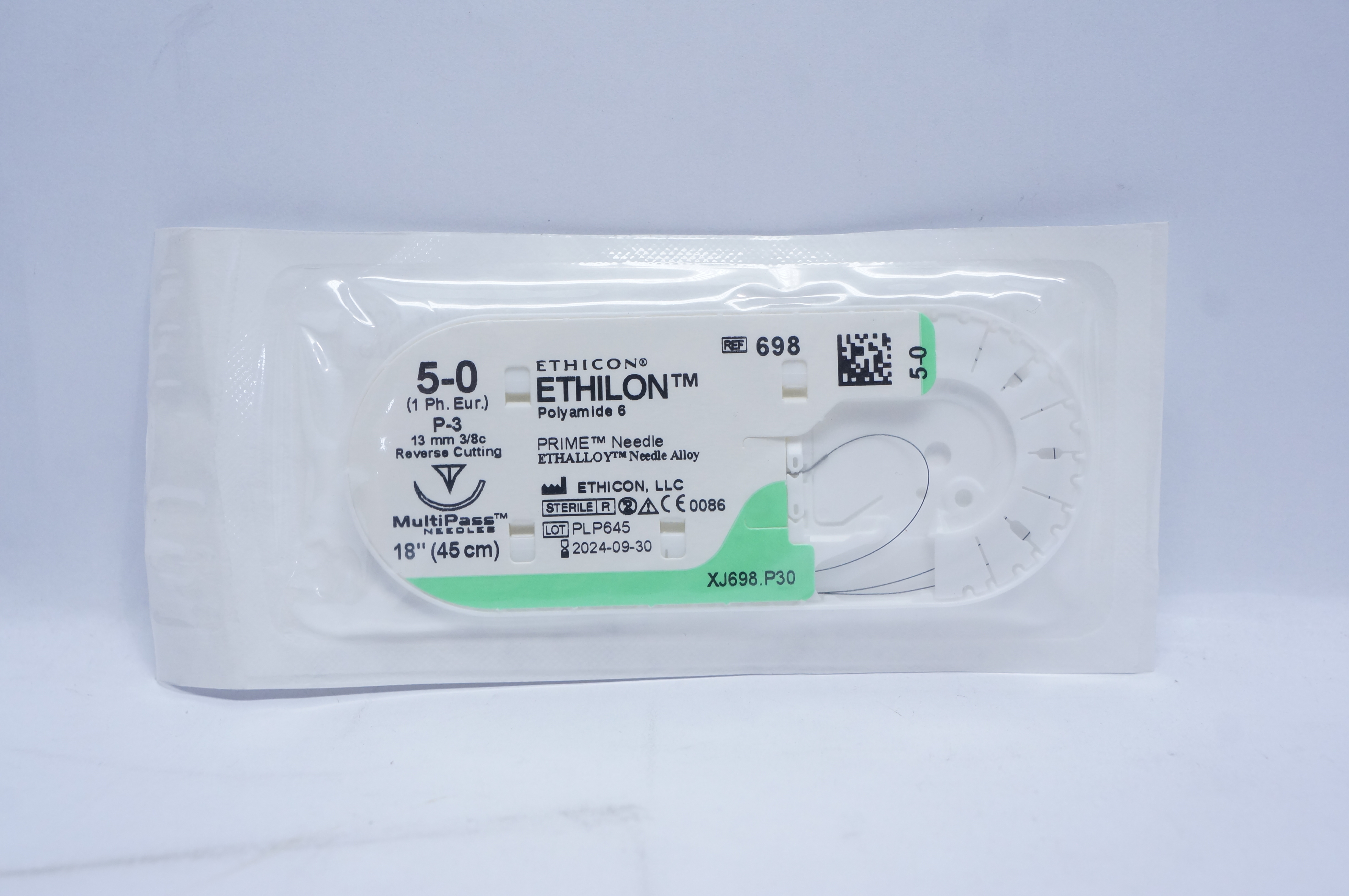 Ethicon 698 5-0 ETHILON, P-3, 13mm 3/8c Reverse Cutting, 18inch