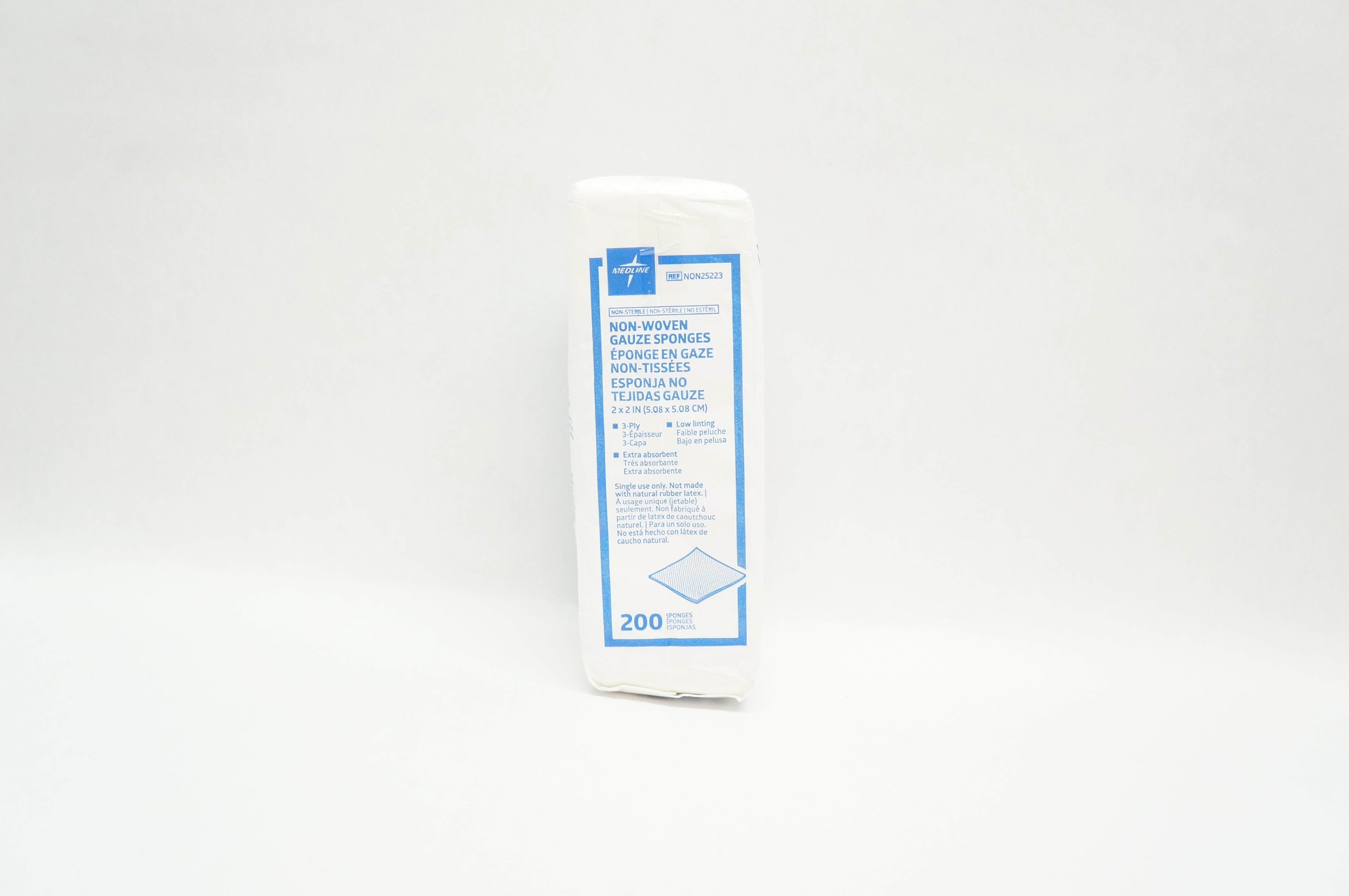 Medline NON25223 Non-Woven Gauze Sponges 3-Ply, 2 inch x 2 inch - Pack of 200