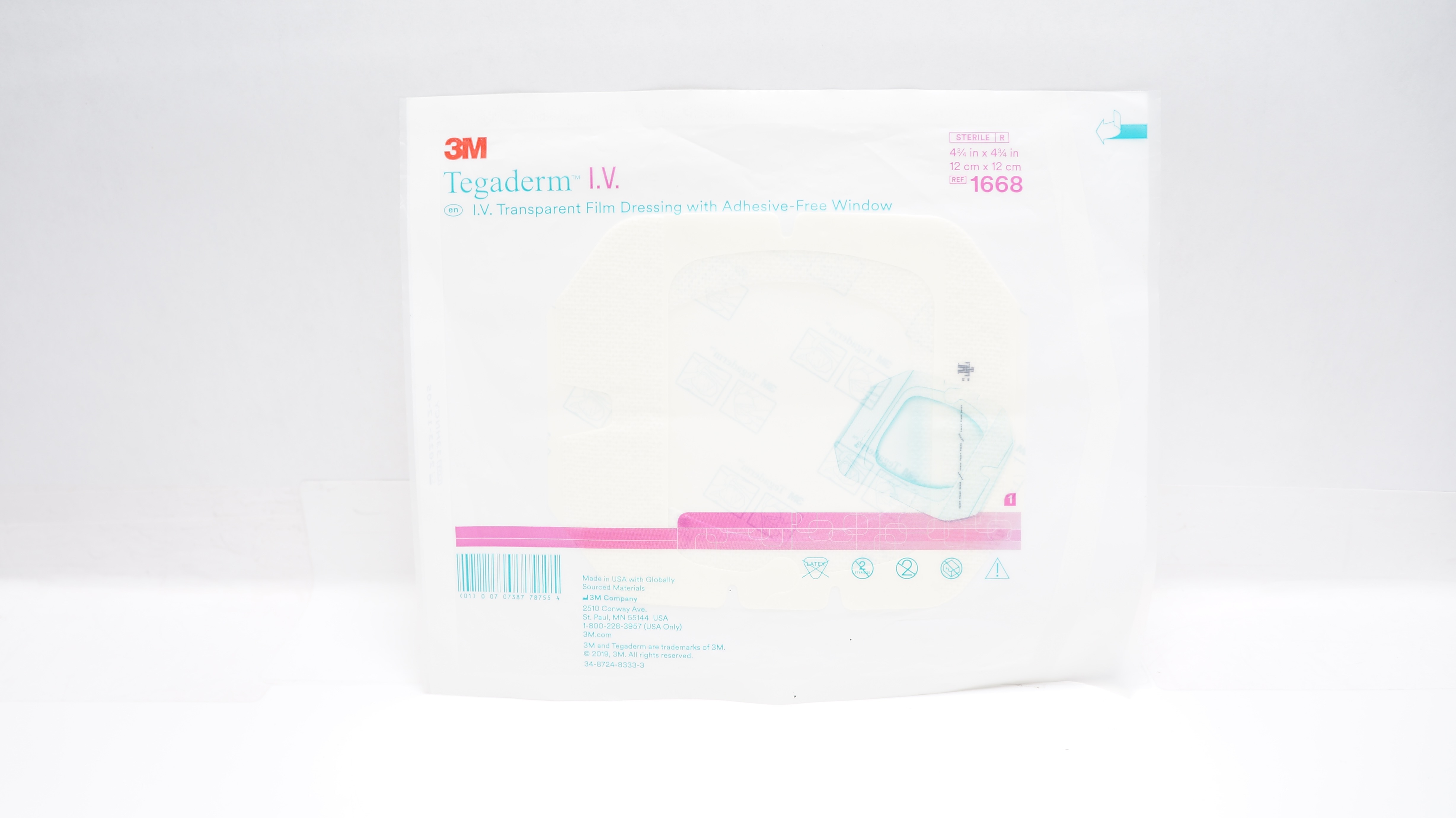 3M 1668 Tegaderm IV Transparent Film Dressing 4-3/4inch x 4-3/4inch (x)