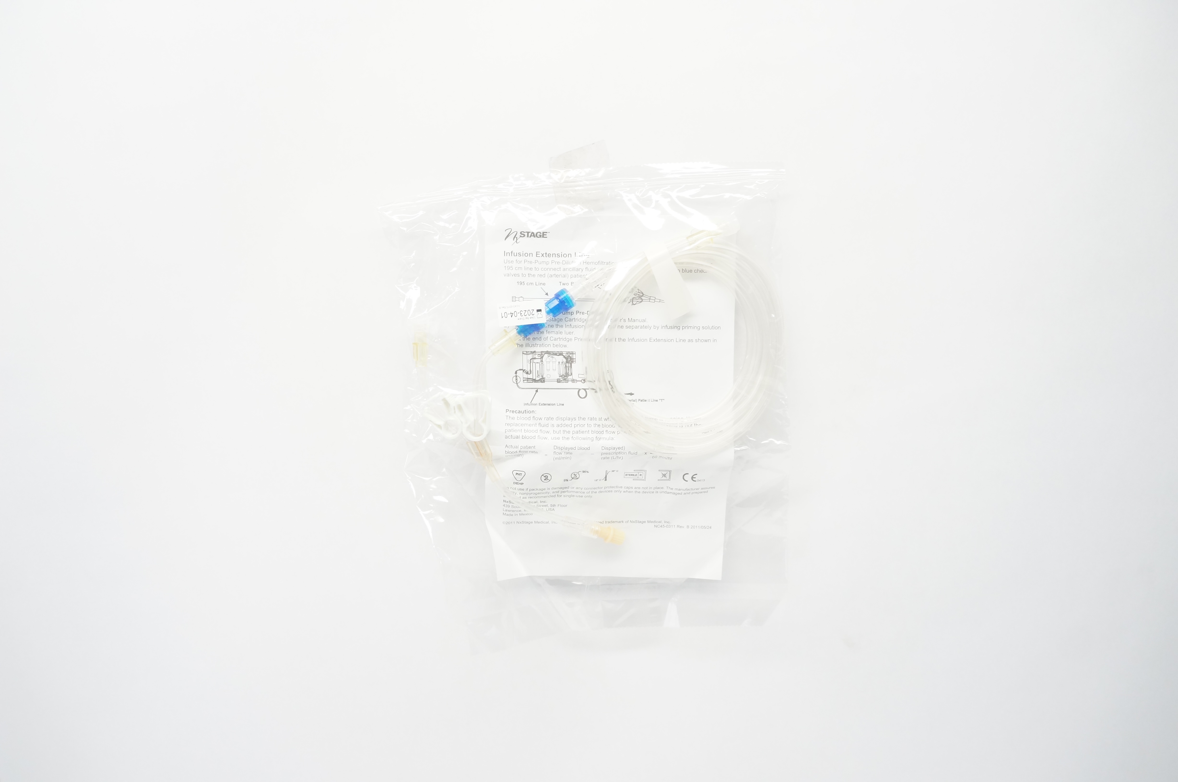 NxStage Infusion Extension Line 195cm 2 Blue Check Valves