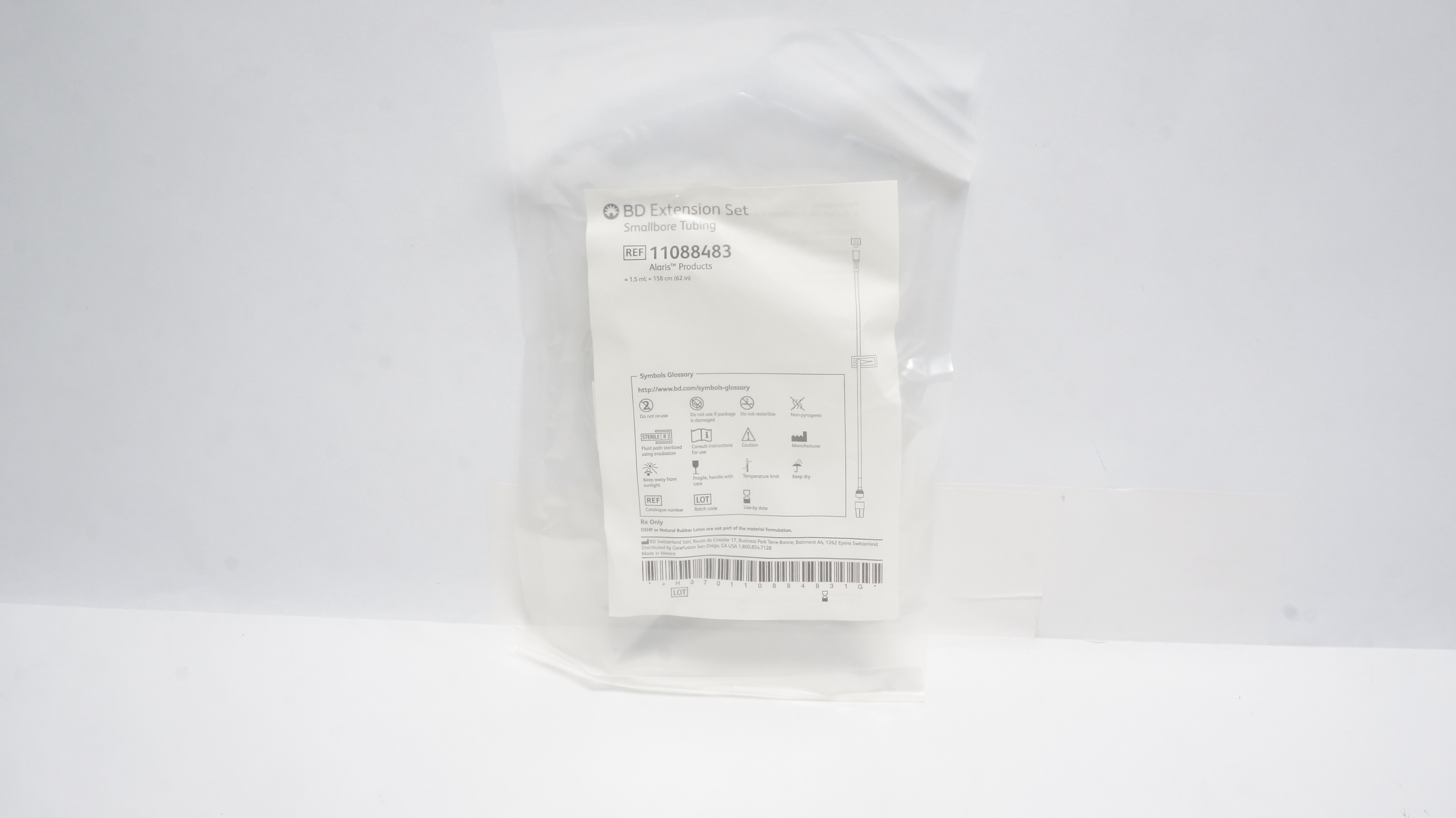 BD 11088483 Alaris Extension Set Smallbore Tubing 1.5 ml x 62 inch