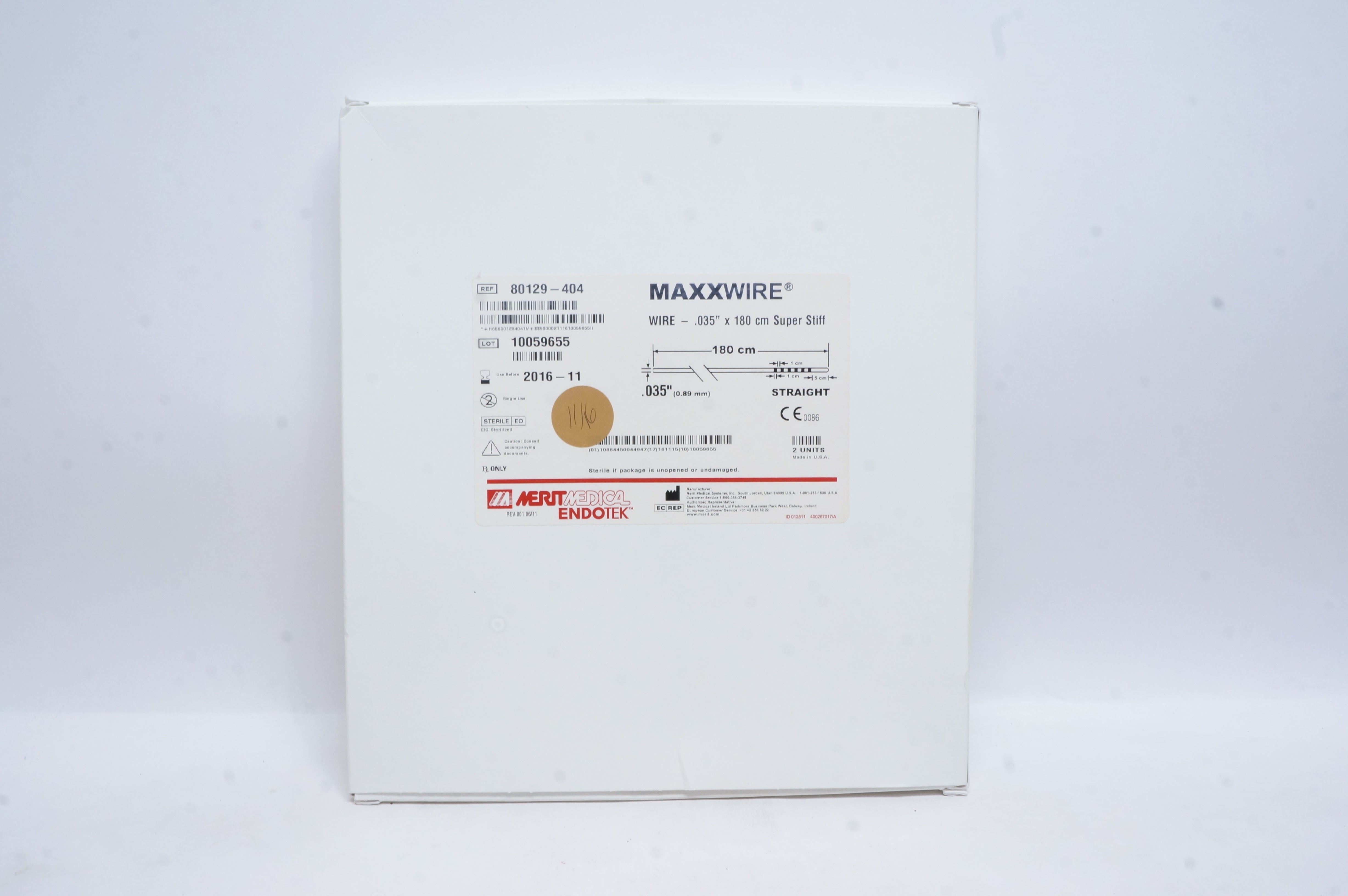 Merit Medical 80129-404 MaxxWire Super Stiff Wire 0.035inch x 180cm (x)