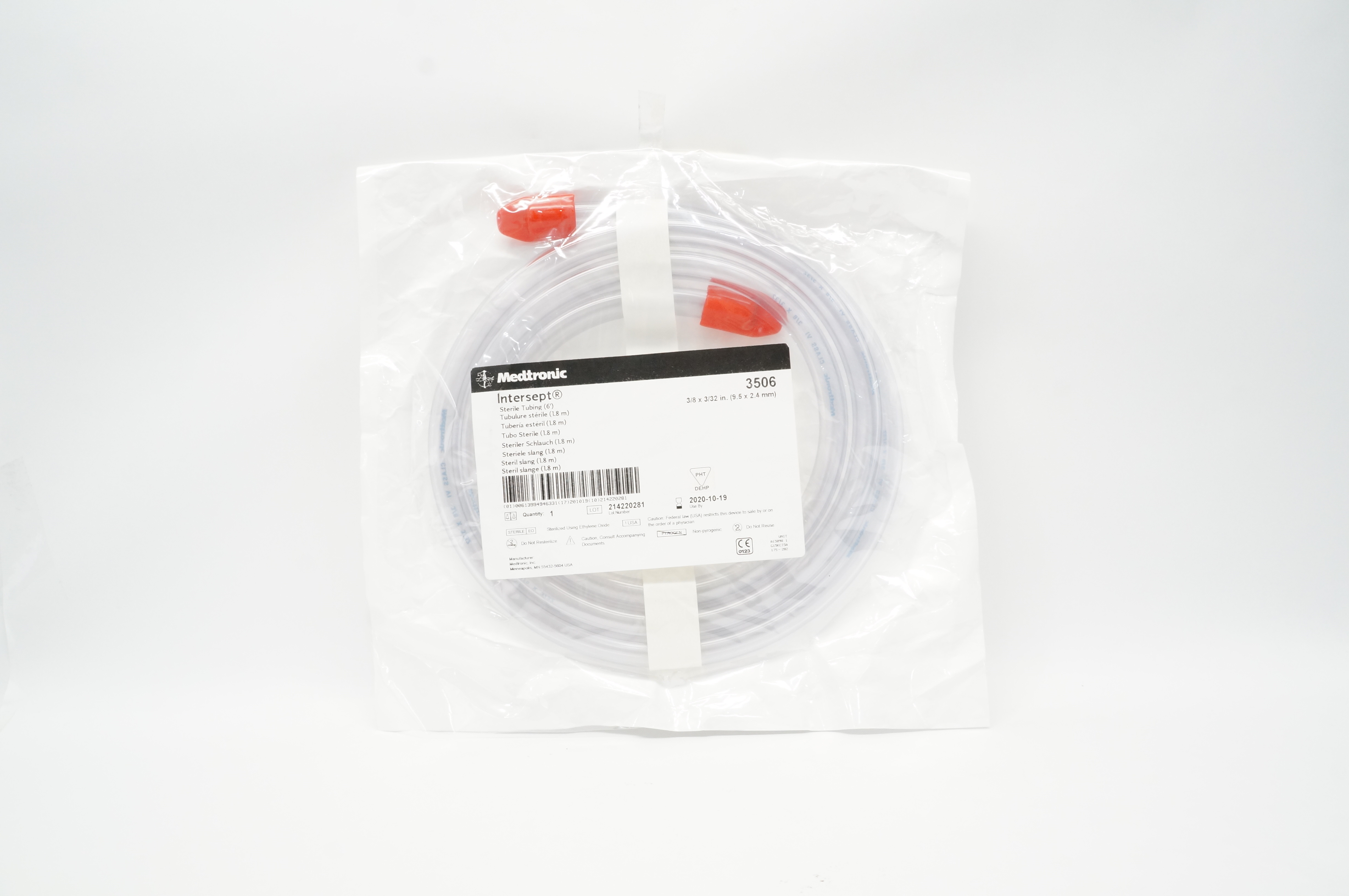 Medtronic 3506 Intersept Sterile Tubing 6Ft, 3/8inch x 3/32inch (x)