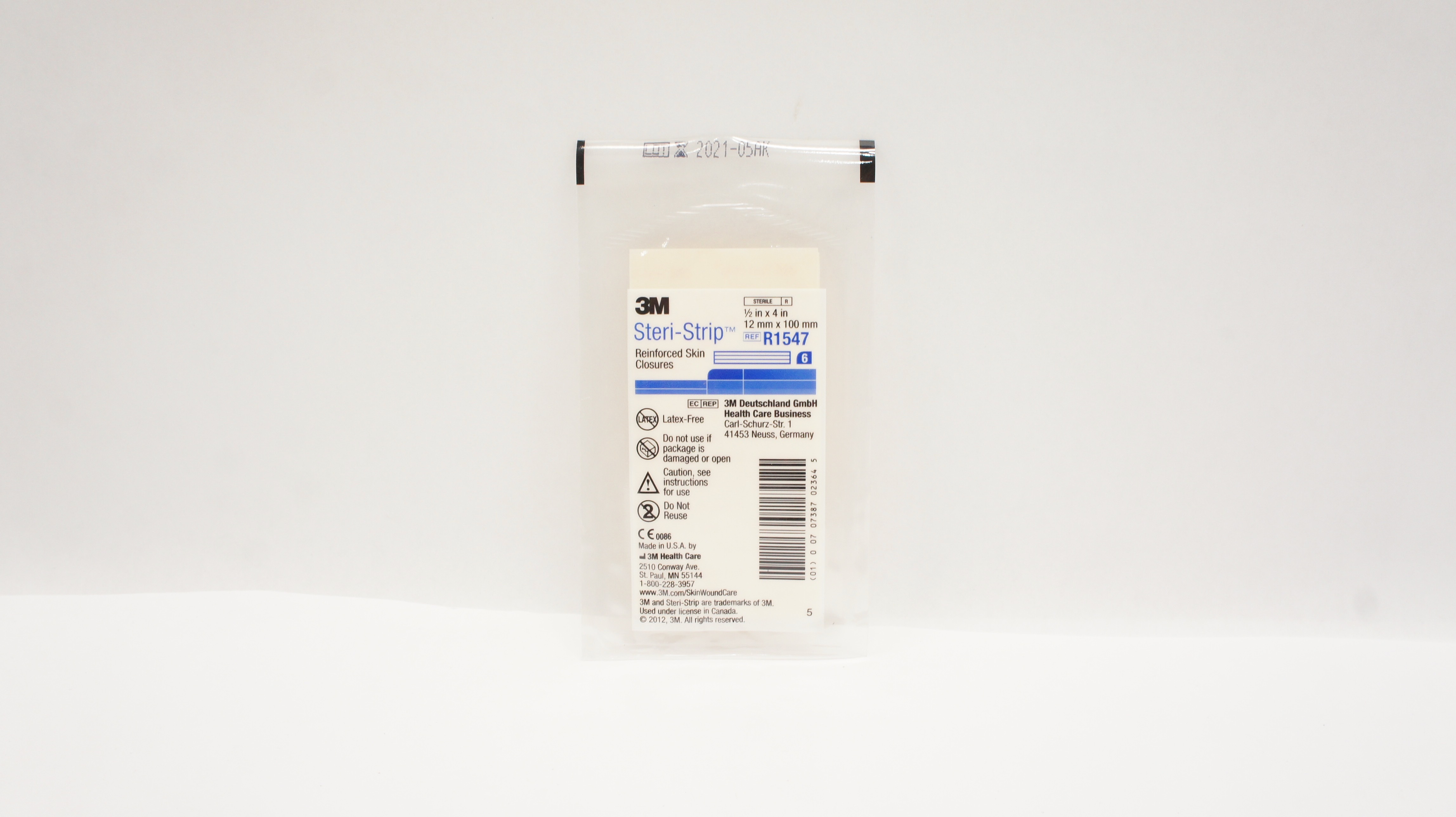 3M R1547 Steri-Strip Reinforced Skin Closures 1/2inch x 4inch (x) - Pack of 6