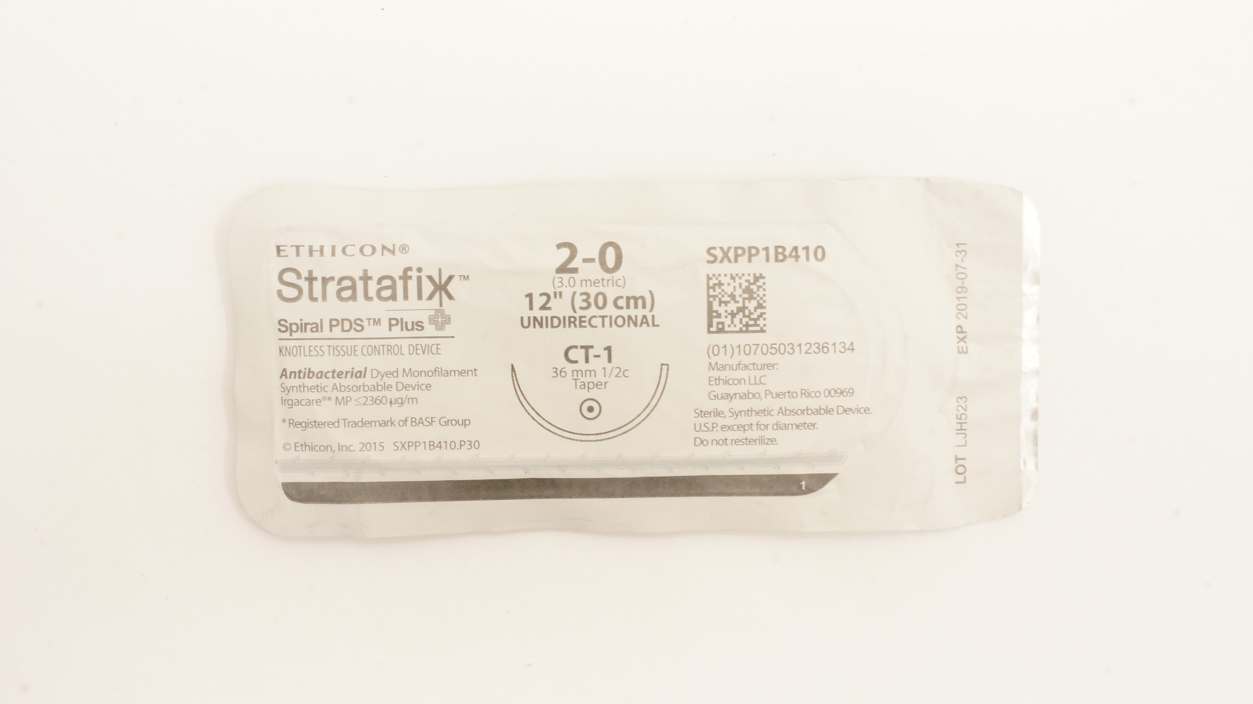 Ethicon SXPP1B410 2-0 Stratafix Spiral PDS Plus CT-1 36mm 1/2c Taper, 12inch (x)