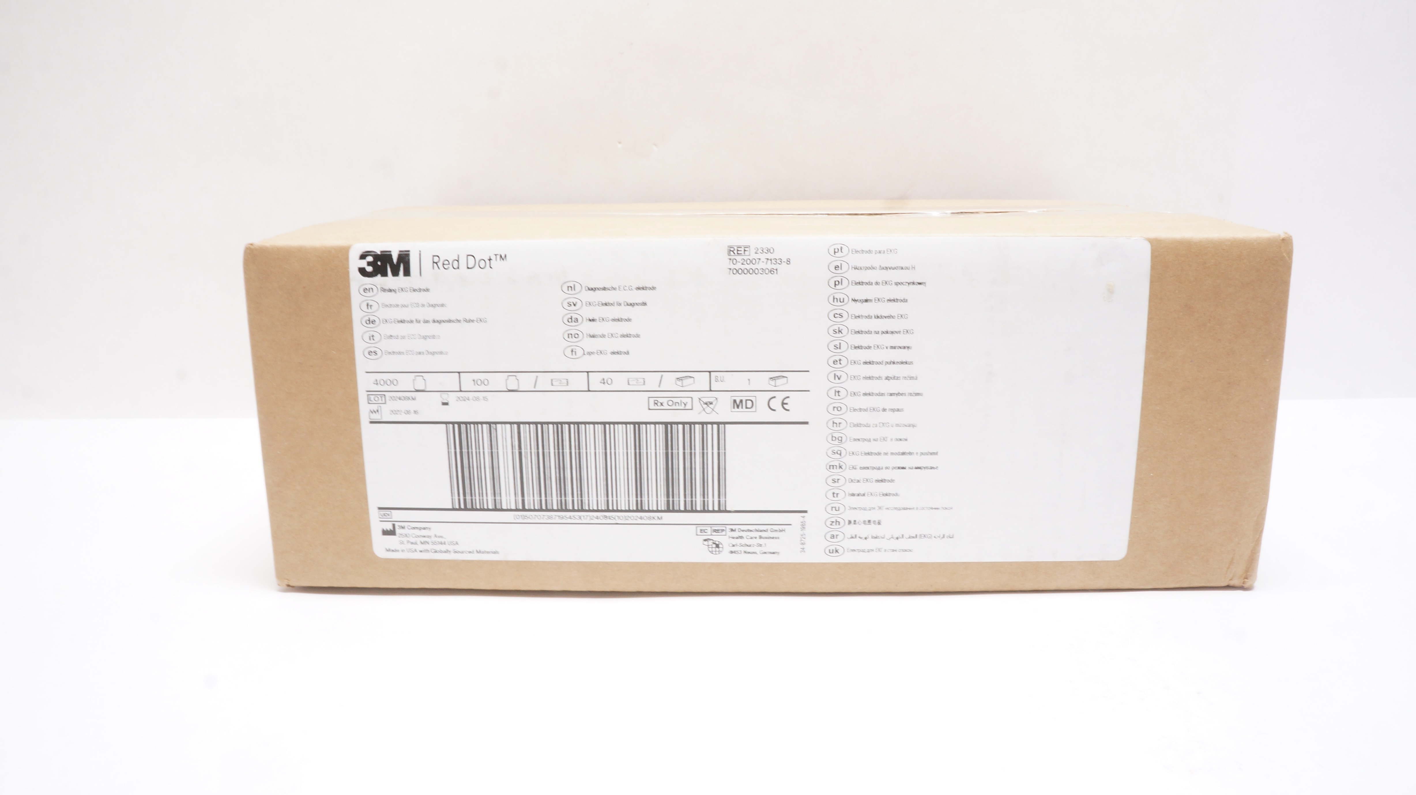 3M 2330 Red Dot Resting EKG Electrode - Case of 4000