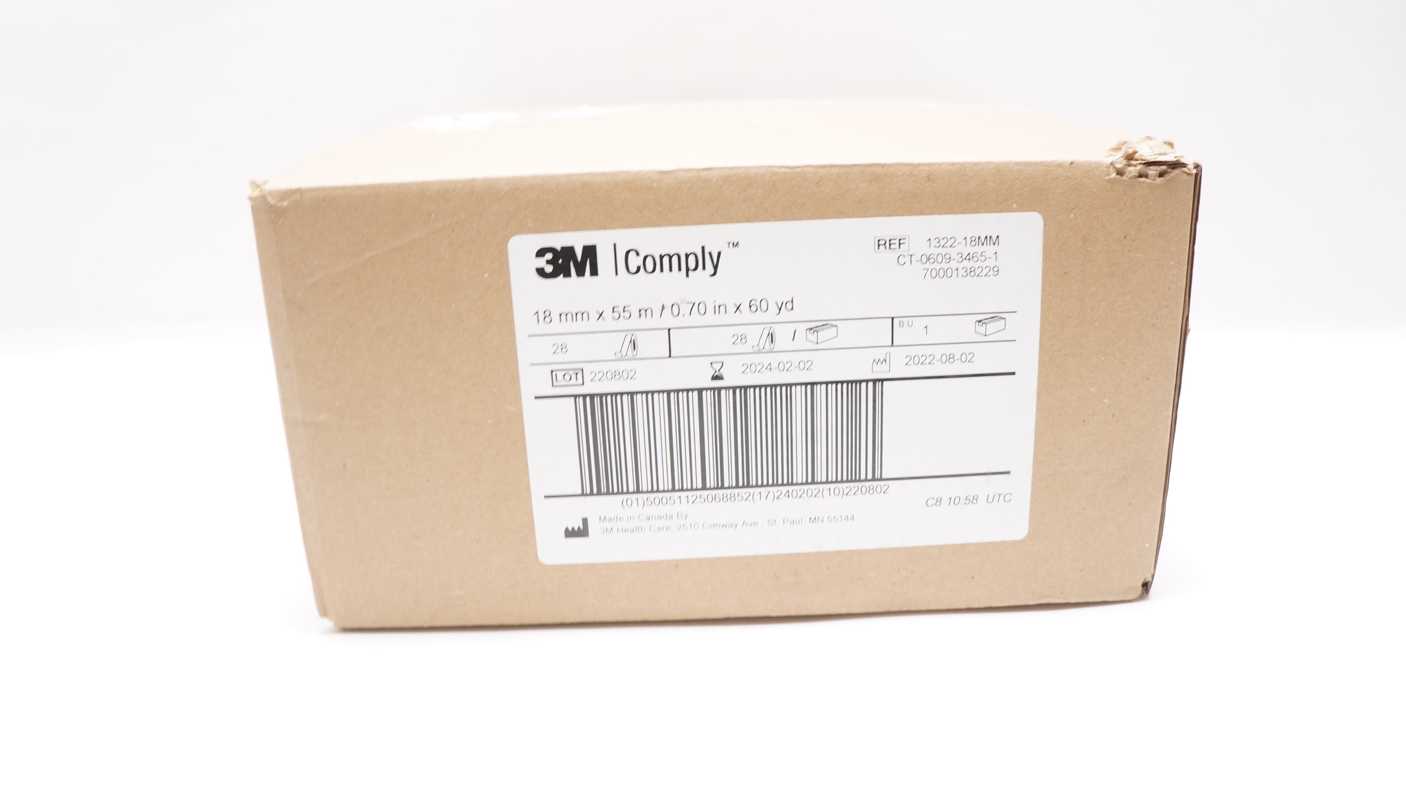 3M 1322-18MM Comply Steam Indicator Tape 18mm x 55m - Case of 28