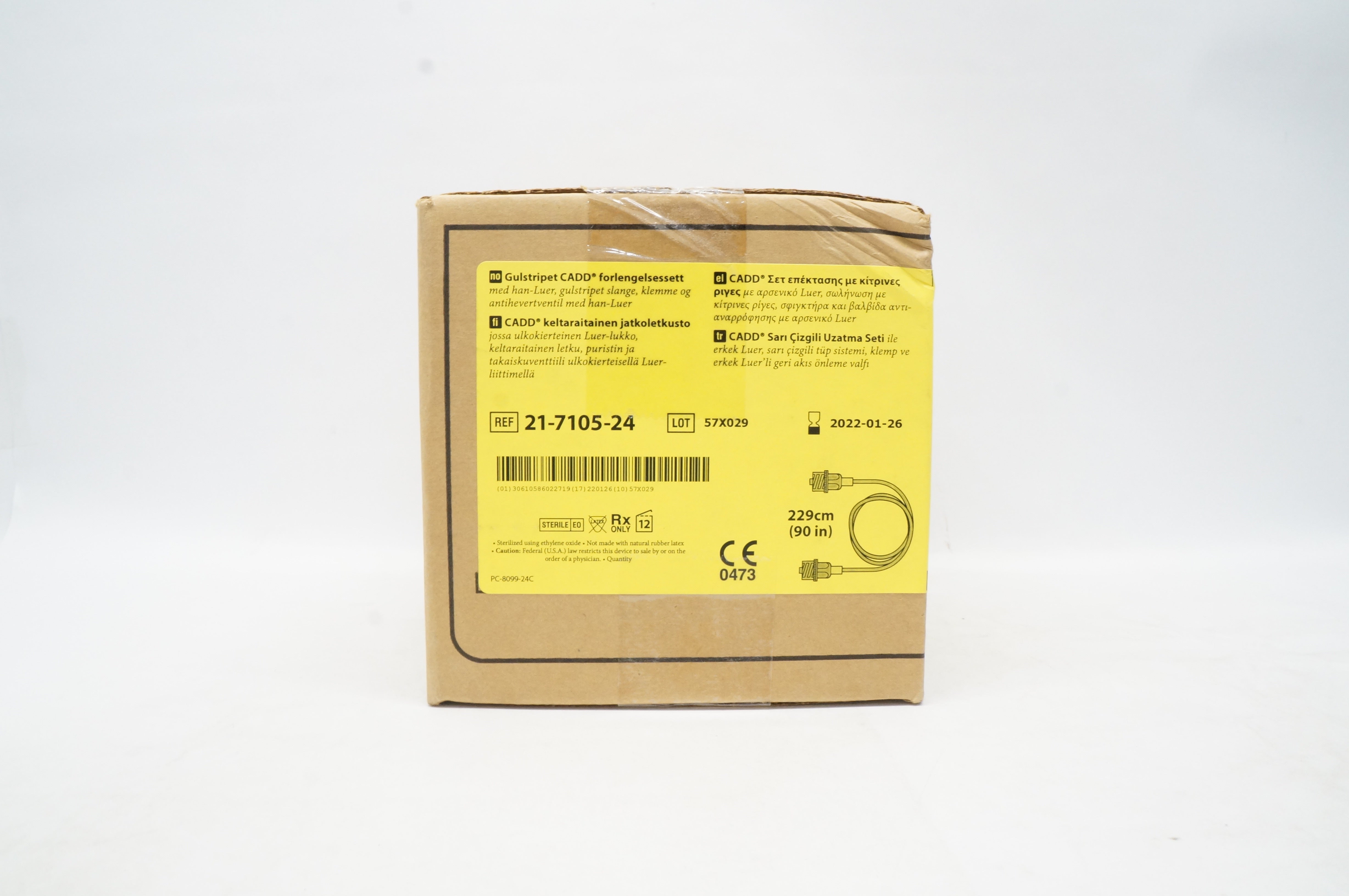 Cadd 21-7105-24 Yellow-Striped Extension Set - Case of 12