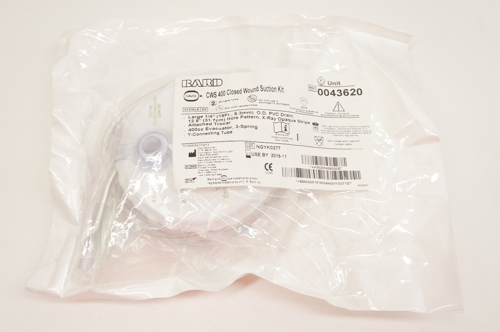 Bard 0043620 CWS 400 Closed Wound Suction Kit (X)