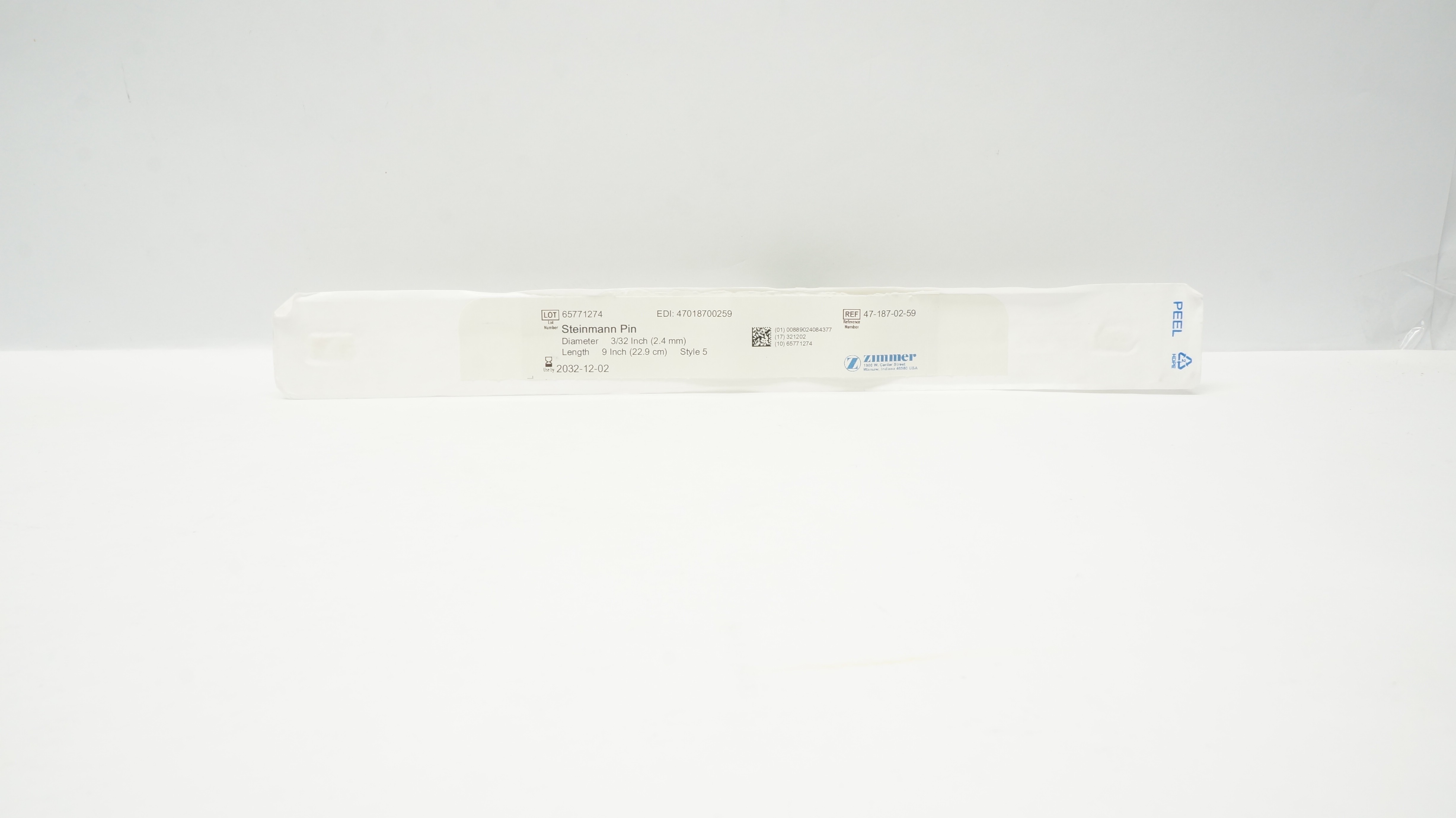 Zimmer 47-187-02-59 Steinmann Pin Diameter 3/32inch, Length 9inch, Style 5 (x)