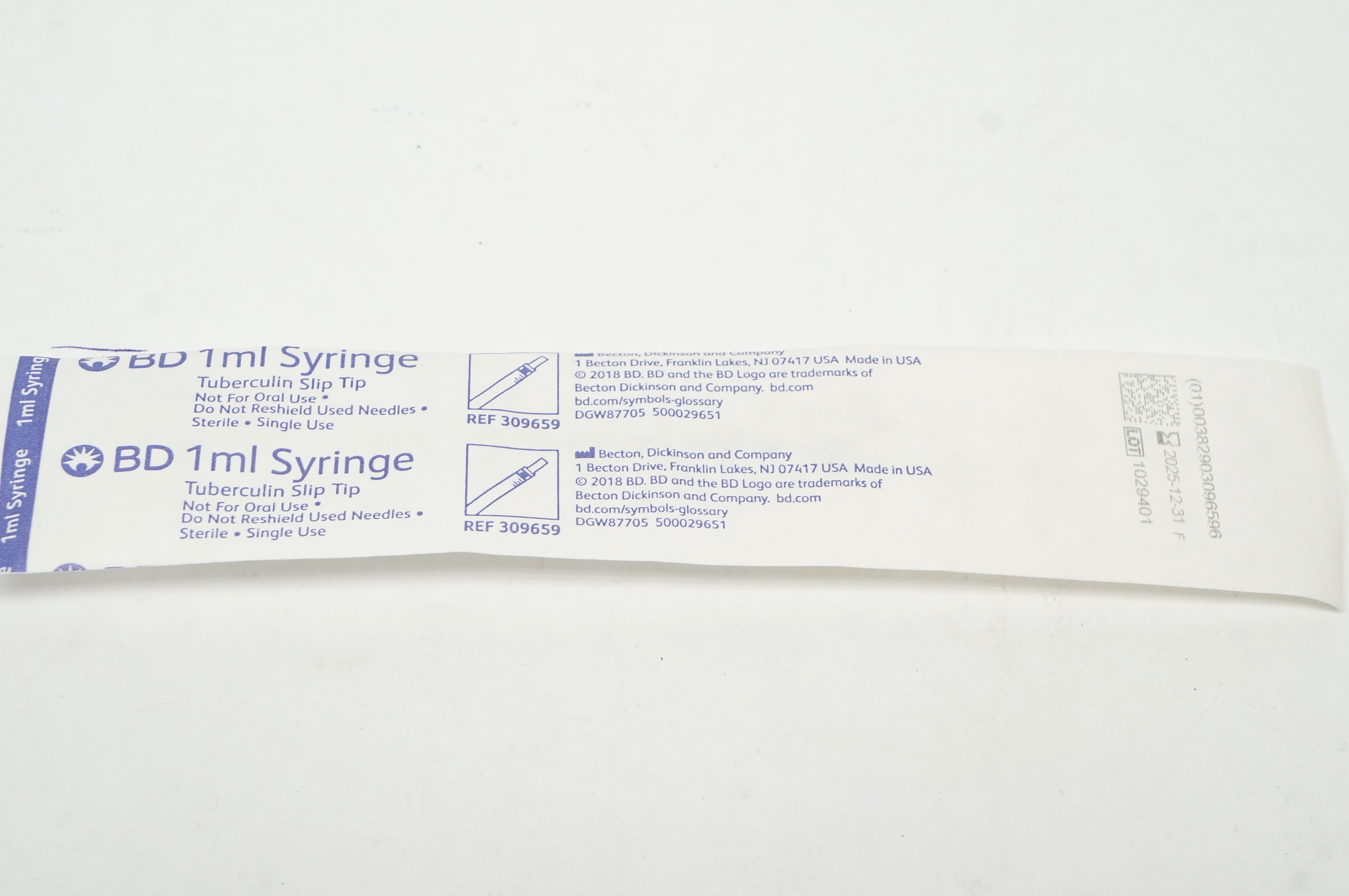 BD 309659 1ml TB Syringe, Slip Tip