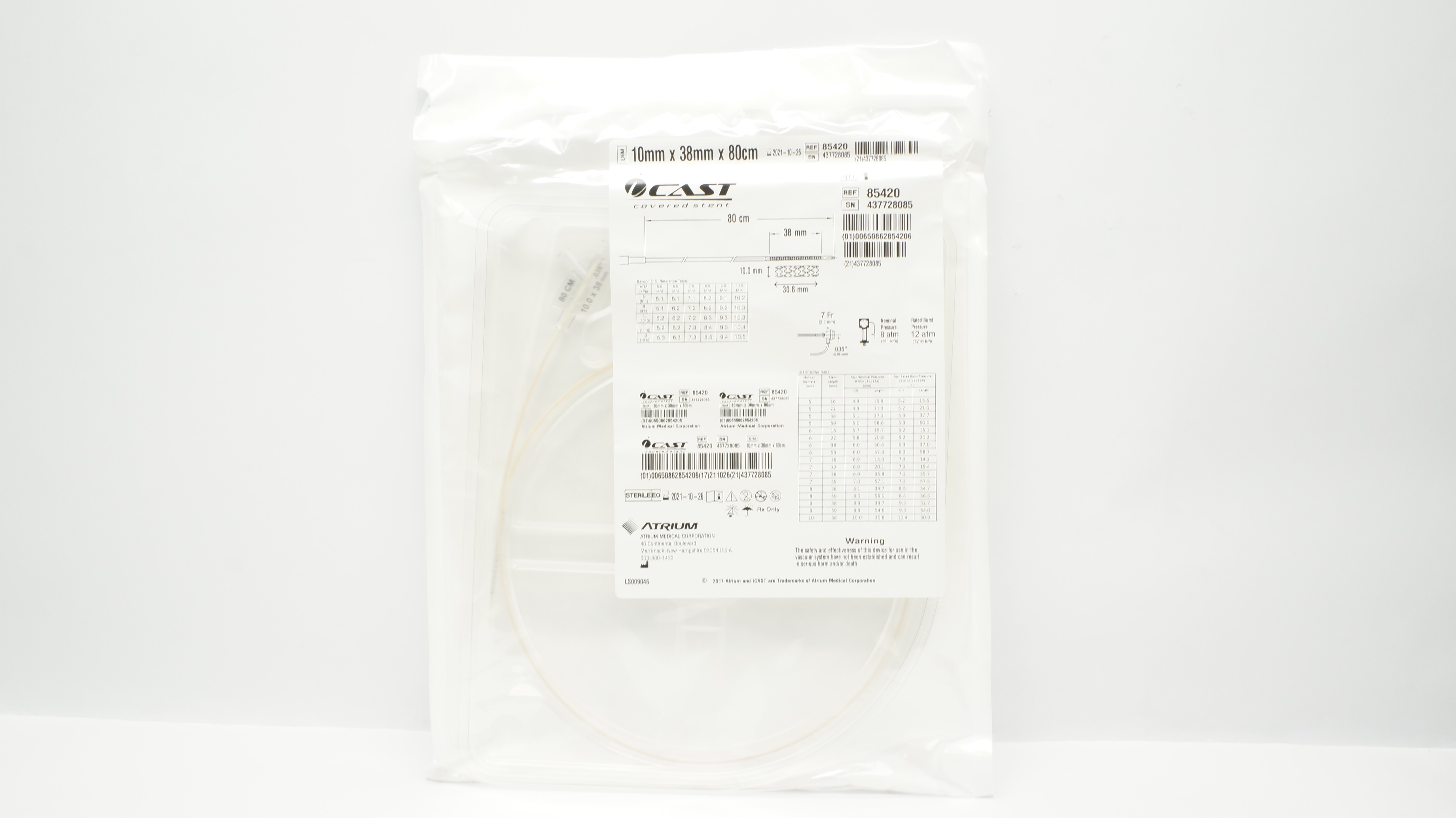 Atrium 85420 iCast Coveredstent 10mm x 38mm x 80cm (x)