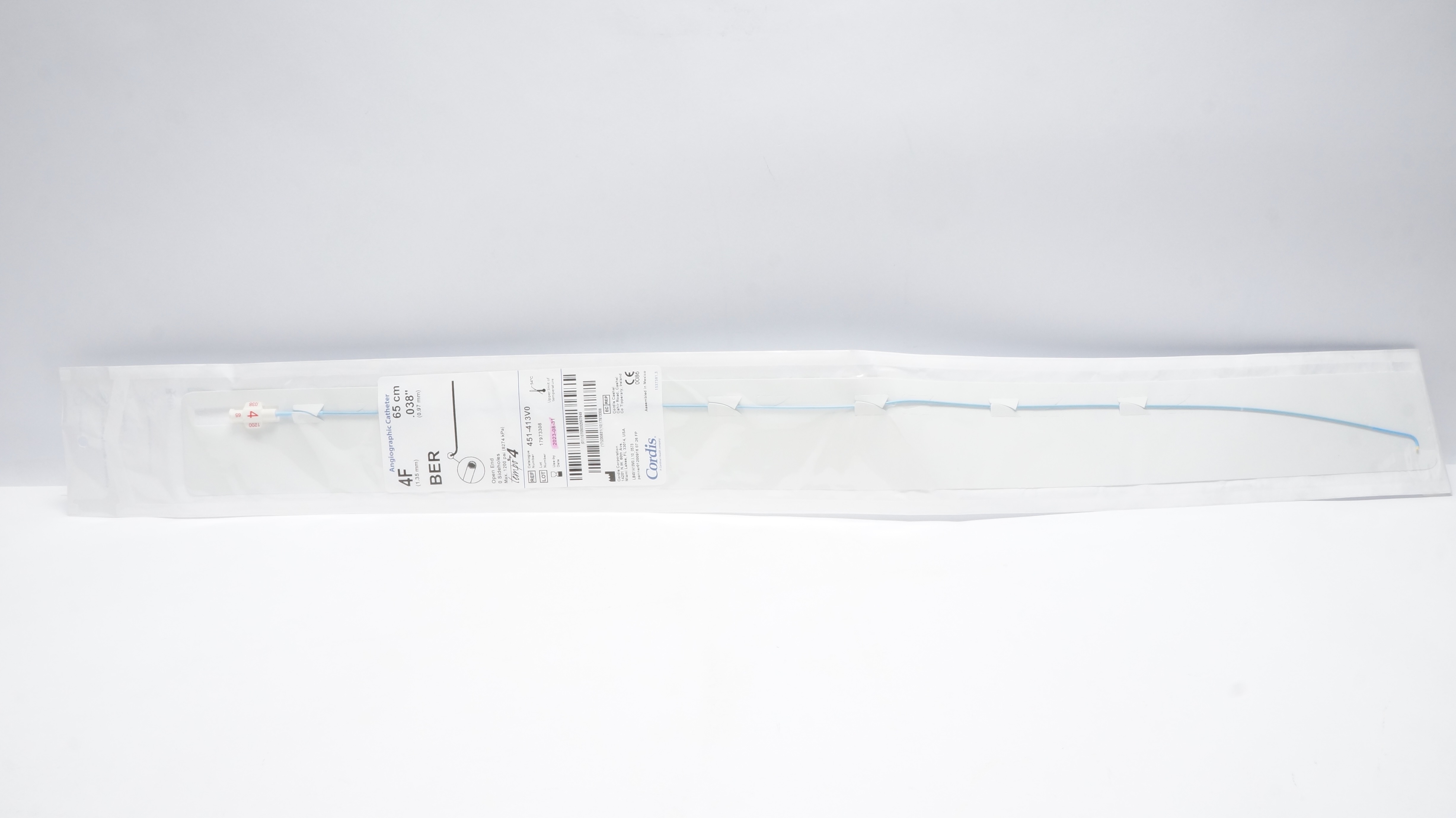 Cordis 451-413V0 Angiographic open End Cath. 4F x 65cm x .038In BER (x)