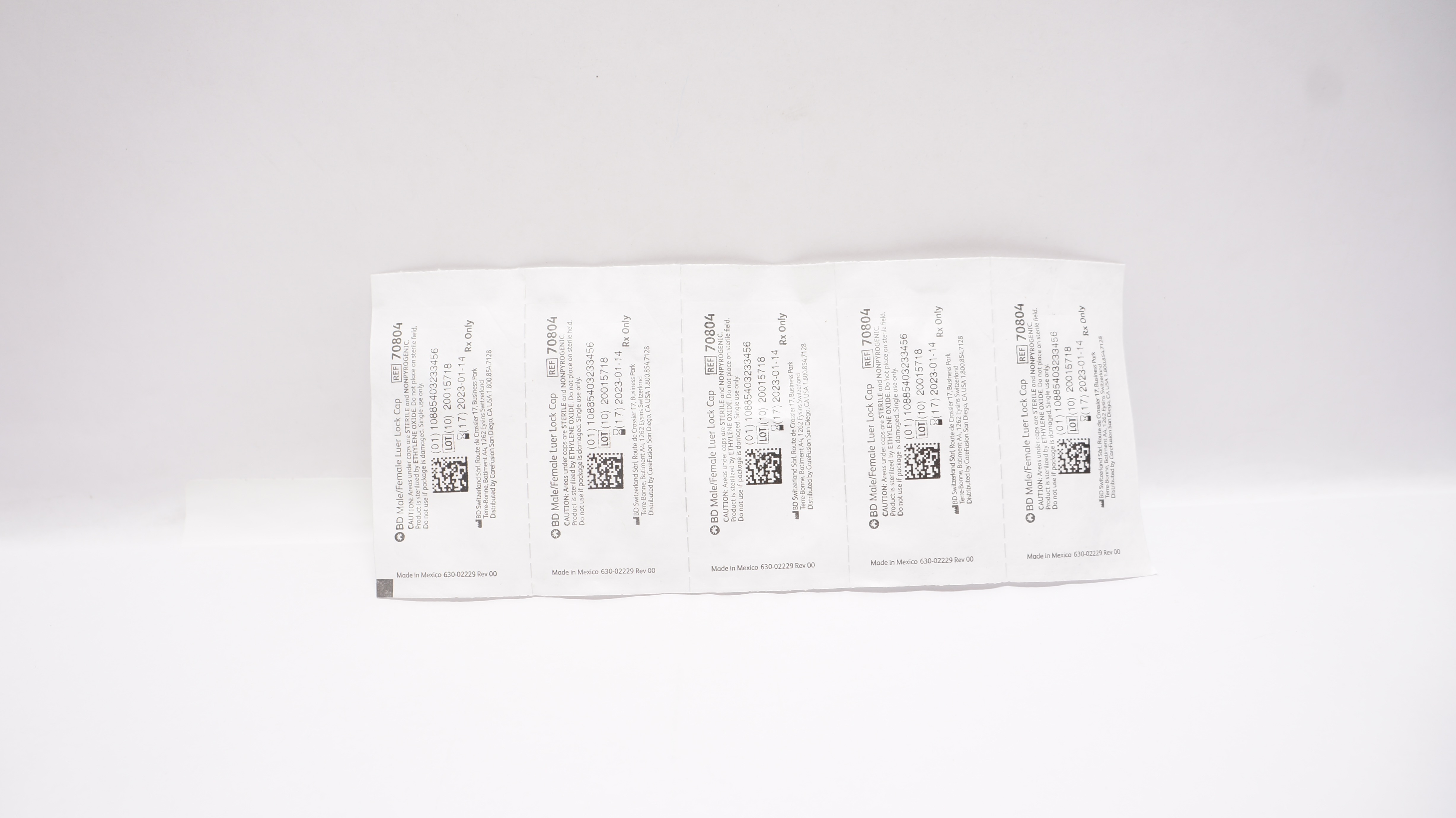 BD 70804 Male/Female Luer Lock Cap (x) - 5 Packs