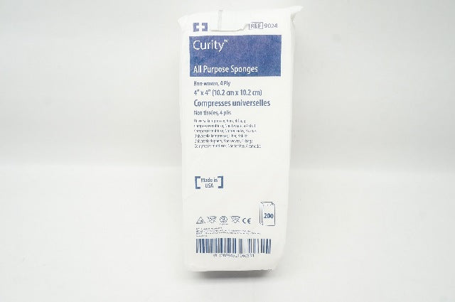 Covidien 9024 Curity All Purpose Sponges Non-Woven 4 Ply 4 x 4inch - Pack of 200