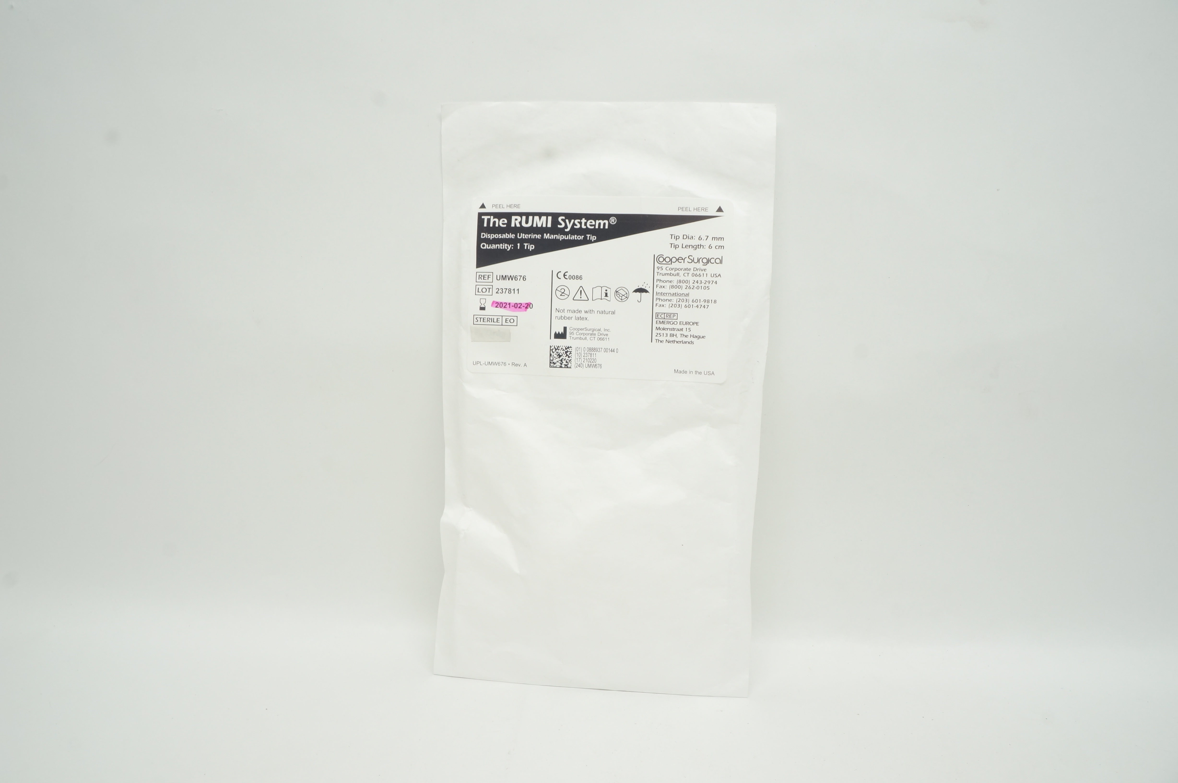 Cooper Surgical UMW676 Disposable Uterine Manipulator Tip 6.7mm x 6cm (x)