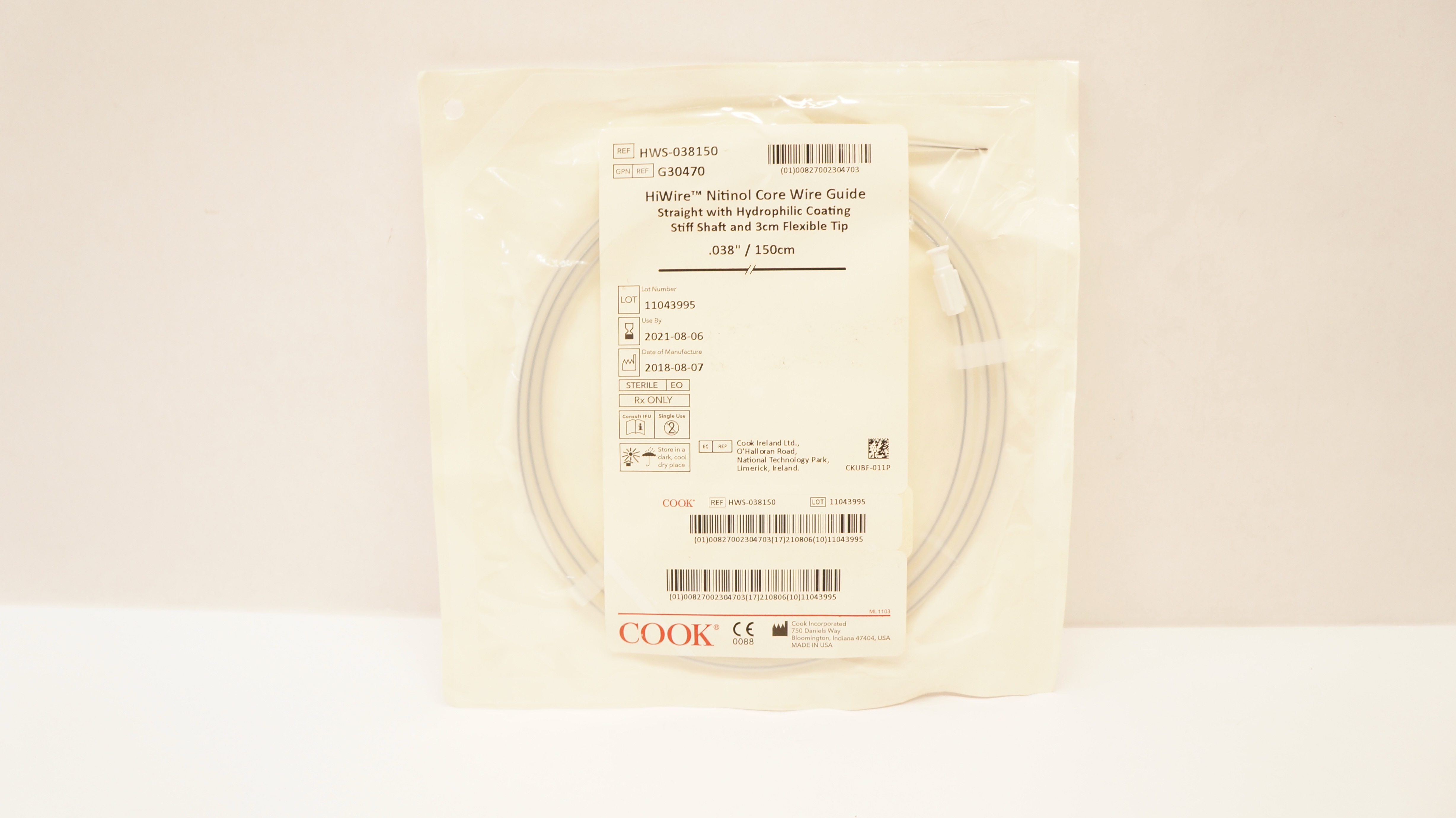 Cook Medical HWS-038150 HiWire Nitinol Core Wire Guide .038inch x 150cm (x)
