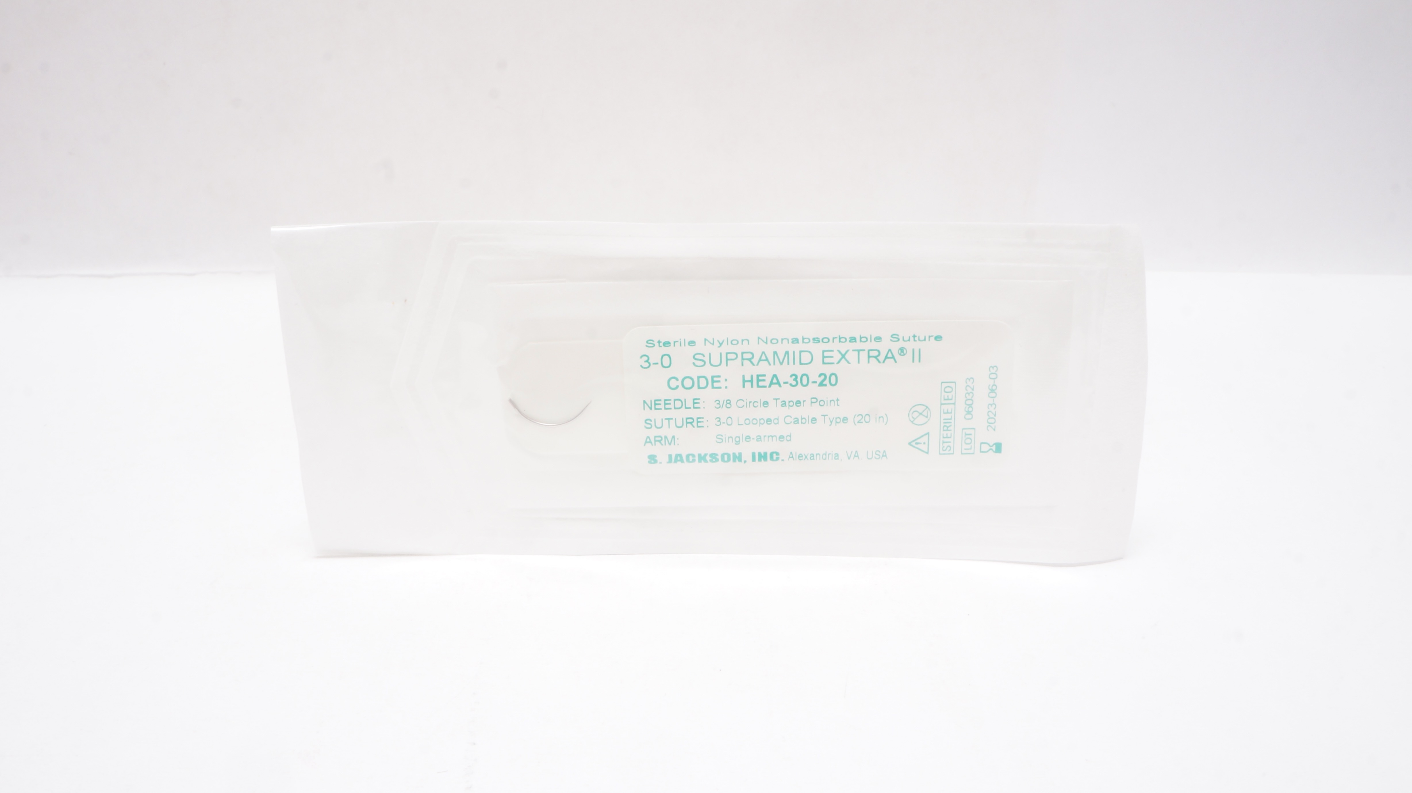 S.Jackson HEA-30-20 3-0 Supramid Extra II Nylon, 3/8 Circle Taper, 20inch (x)