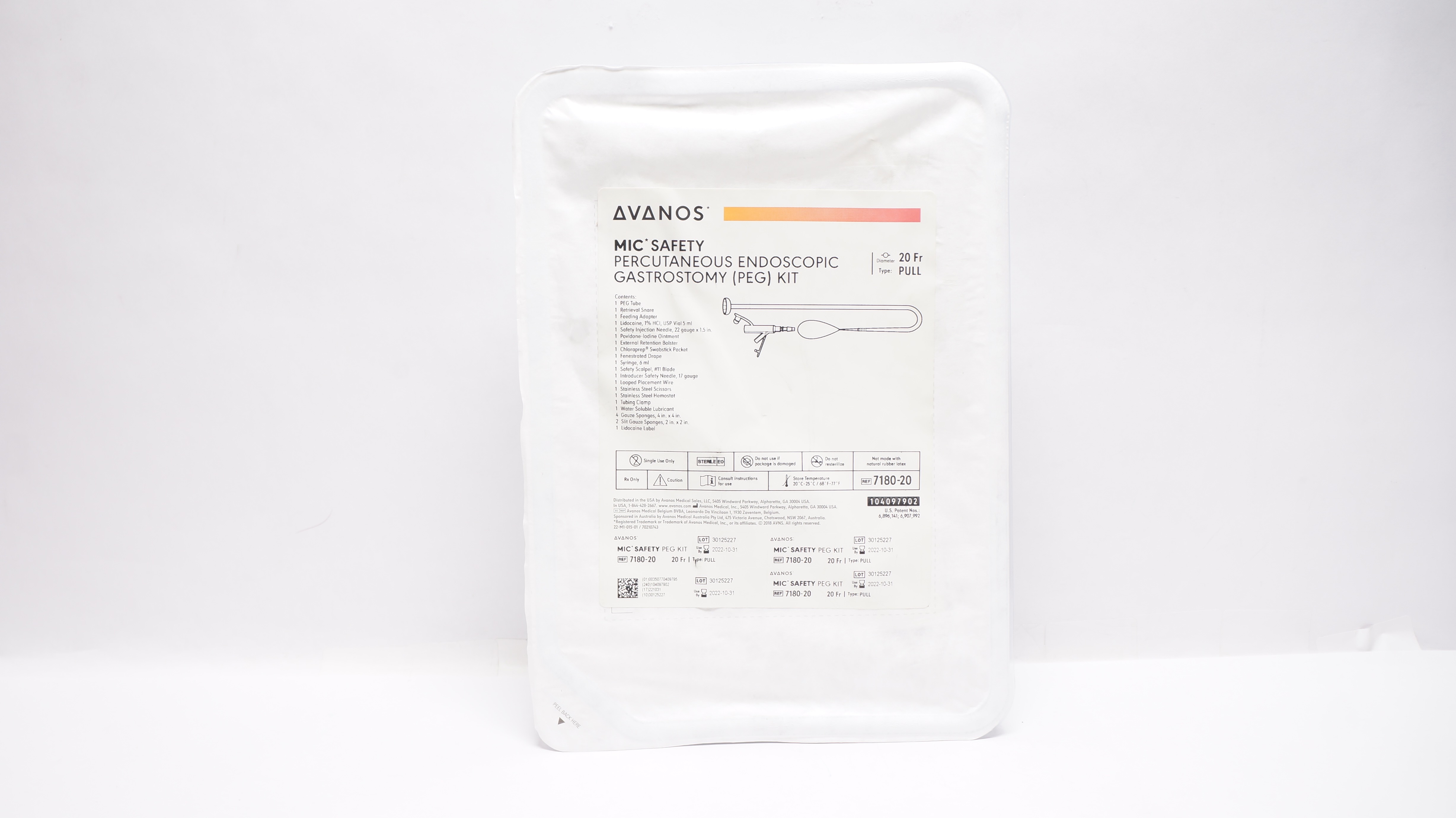 Avanos 7180-20 Percutaneous Endoscopic Gastrostomy (PEG) Kit 20Fr (x)