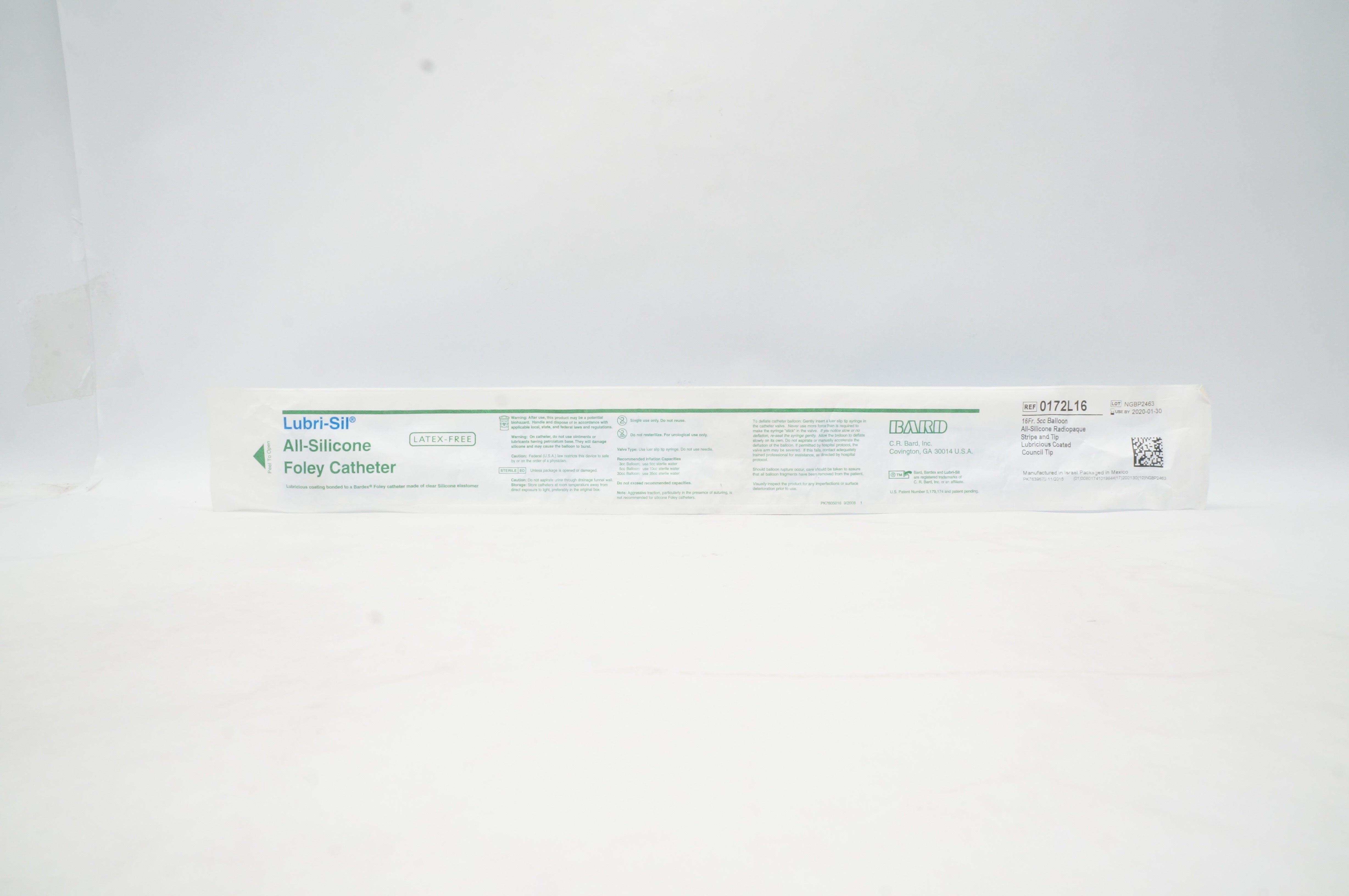 Bard 0172L16 Lubri-Sil Foley Cath. 16Fr. 5cc (x)