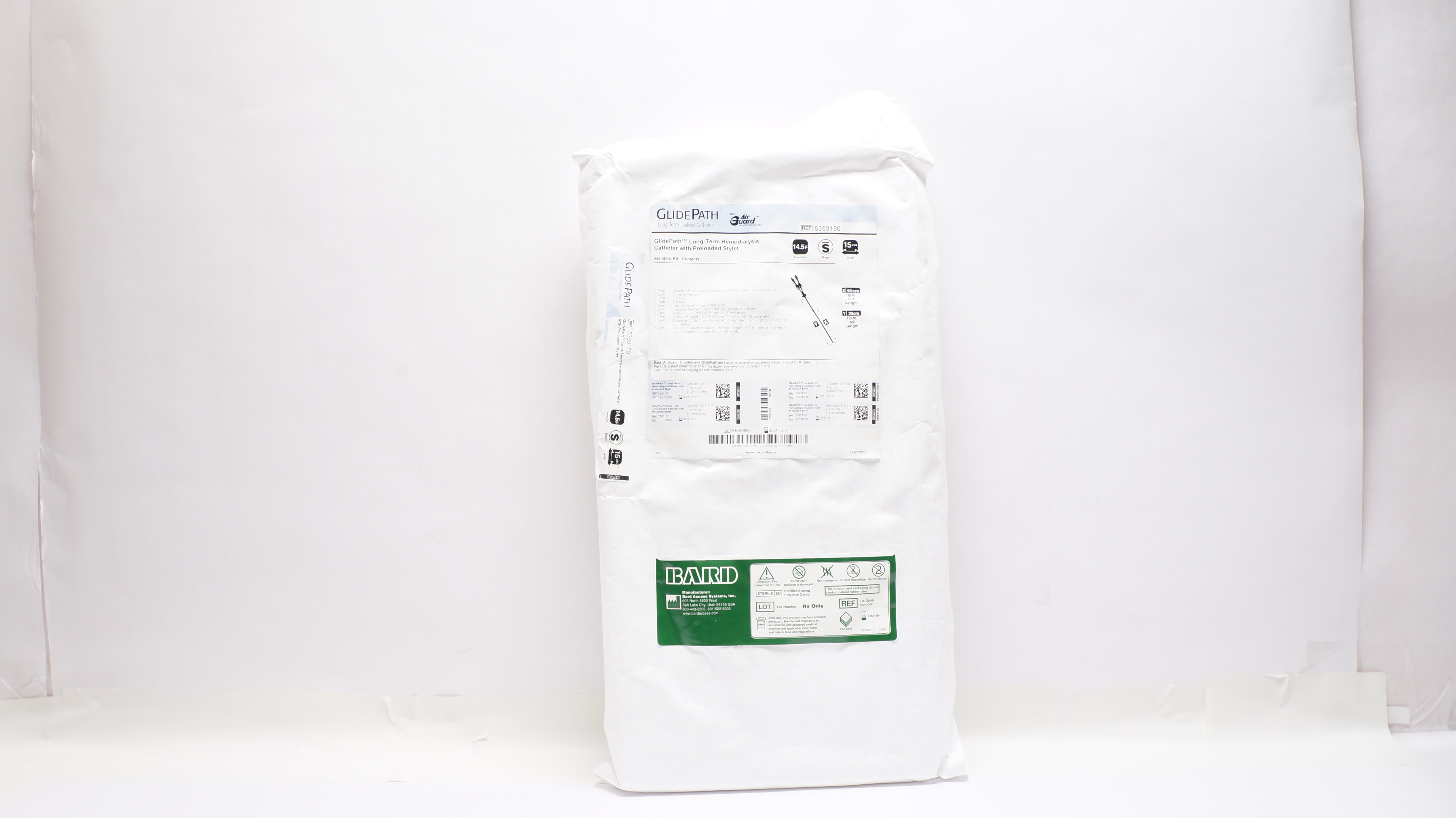 Bard 5393150 GlidePath Long-Term Hemodialysis Cath.14.5F w/Preloaded Stylet (x)